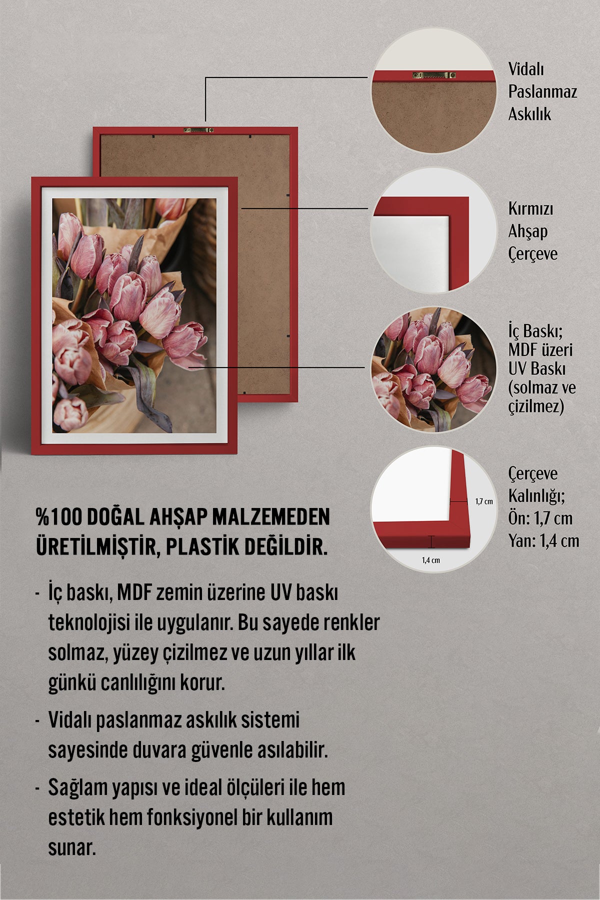 HOMEPACK Ahşap Çerçeveli Tablo Çerçeveli Poster Sanatsal Modern Duvar Dekoru BEK-8228