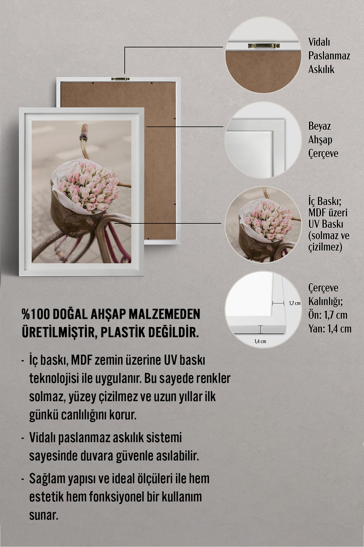 HOMEPACK Ahşap Çerçeveli Tablo Çerçeveli Poster Sanatsal Modern Duvar Dekoru BEK-8229