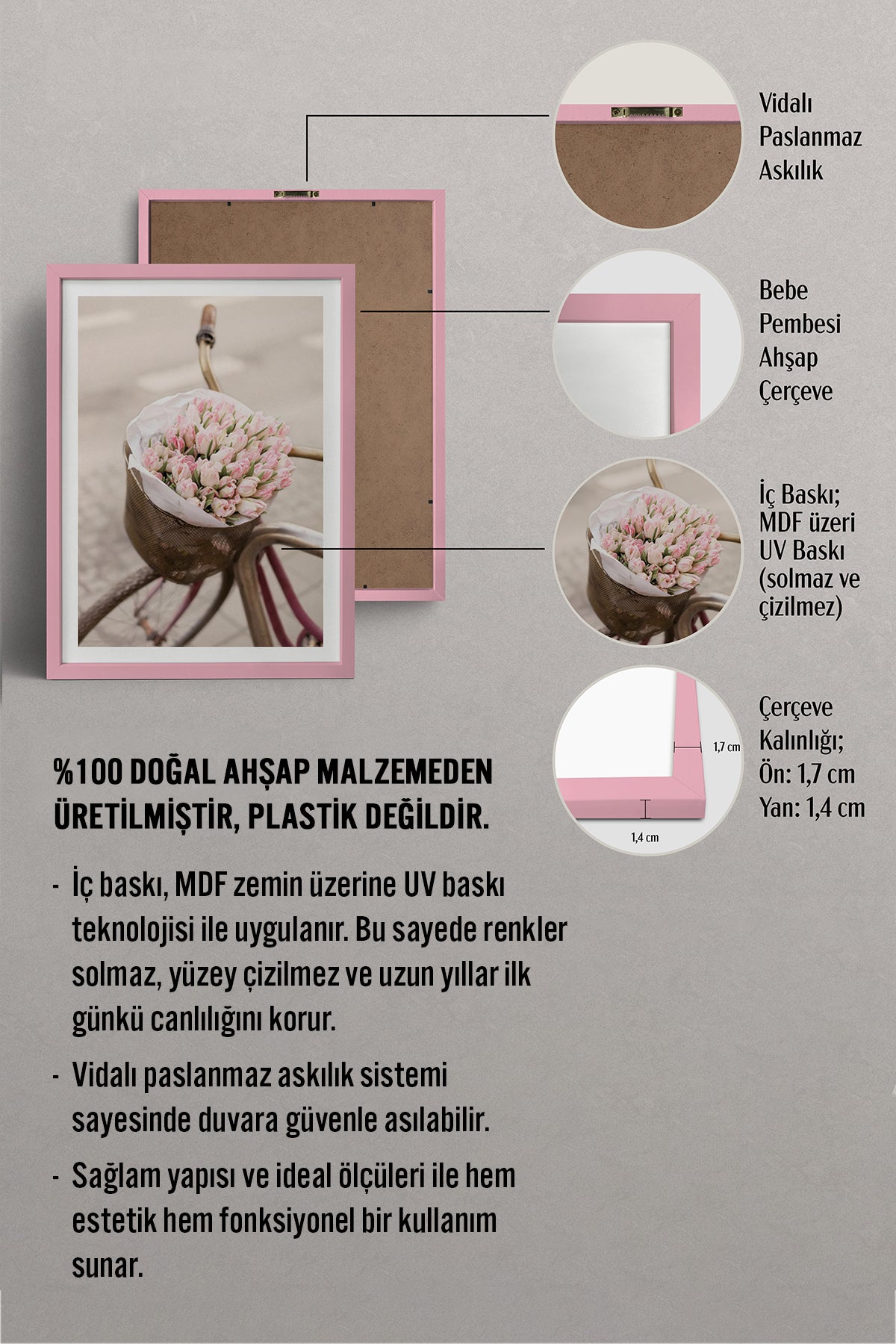 HOMEPACK Ahşap Çerçeveli Tablo Çerçeveli Poster Sanatsal Modern Duvar Dekoru BEK-8229