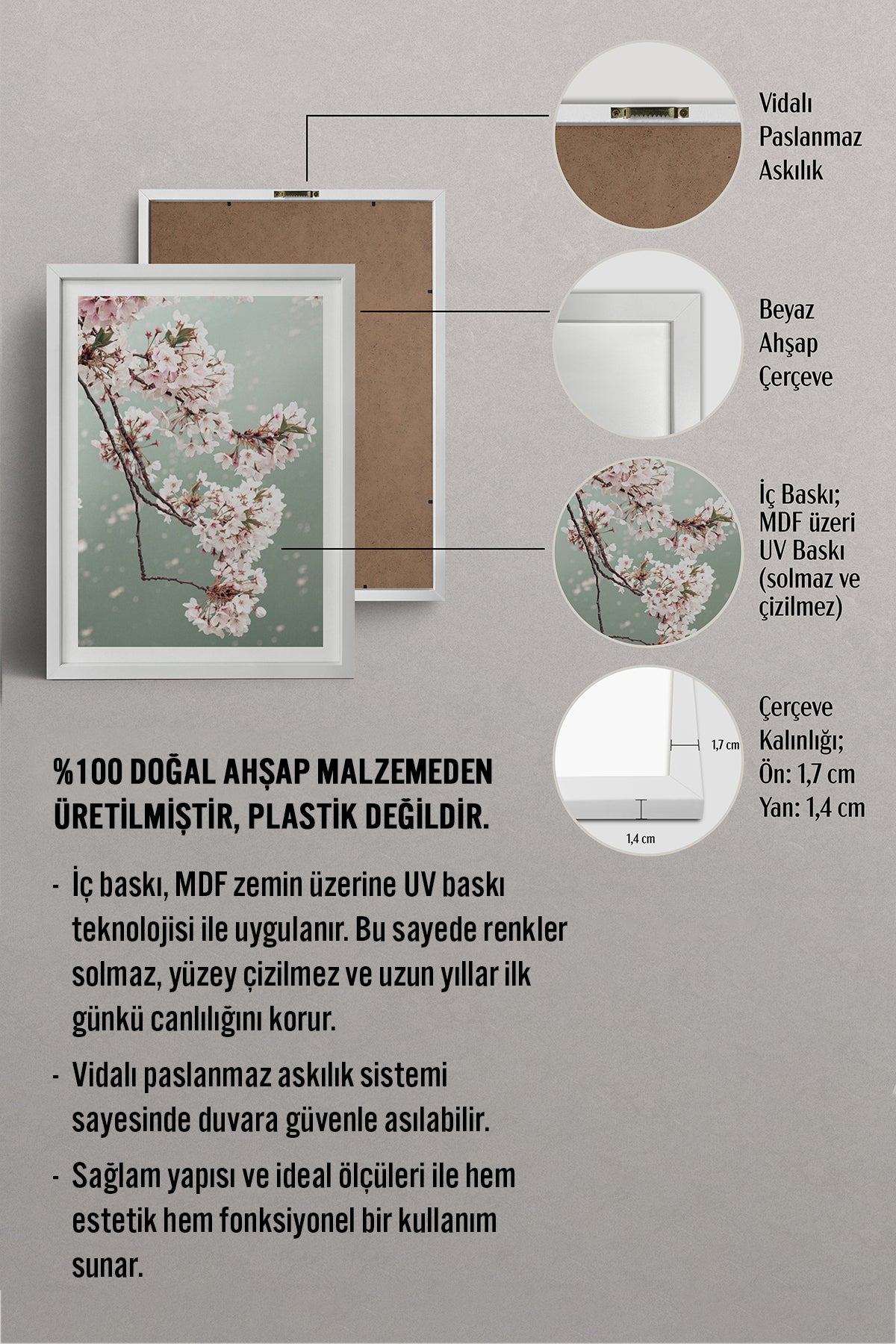 HOMEPACK Ahşap Çerçeveli Tablo Çerçeveli Poster Sanatsal Modern Duvar Dekoru BEK-8230