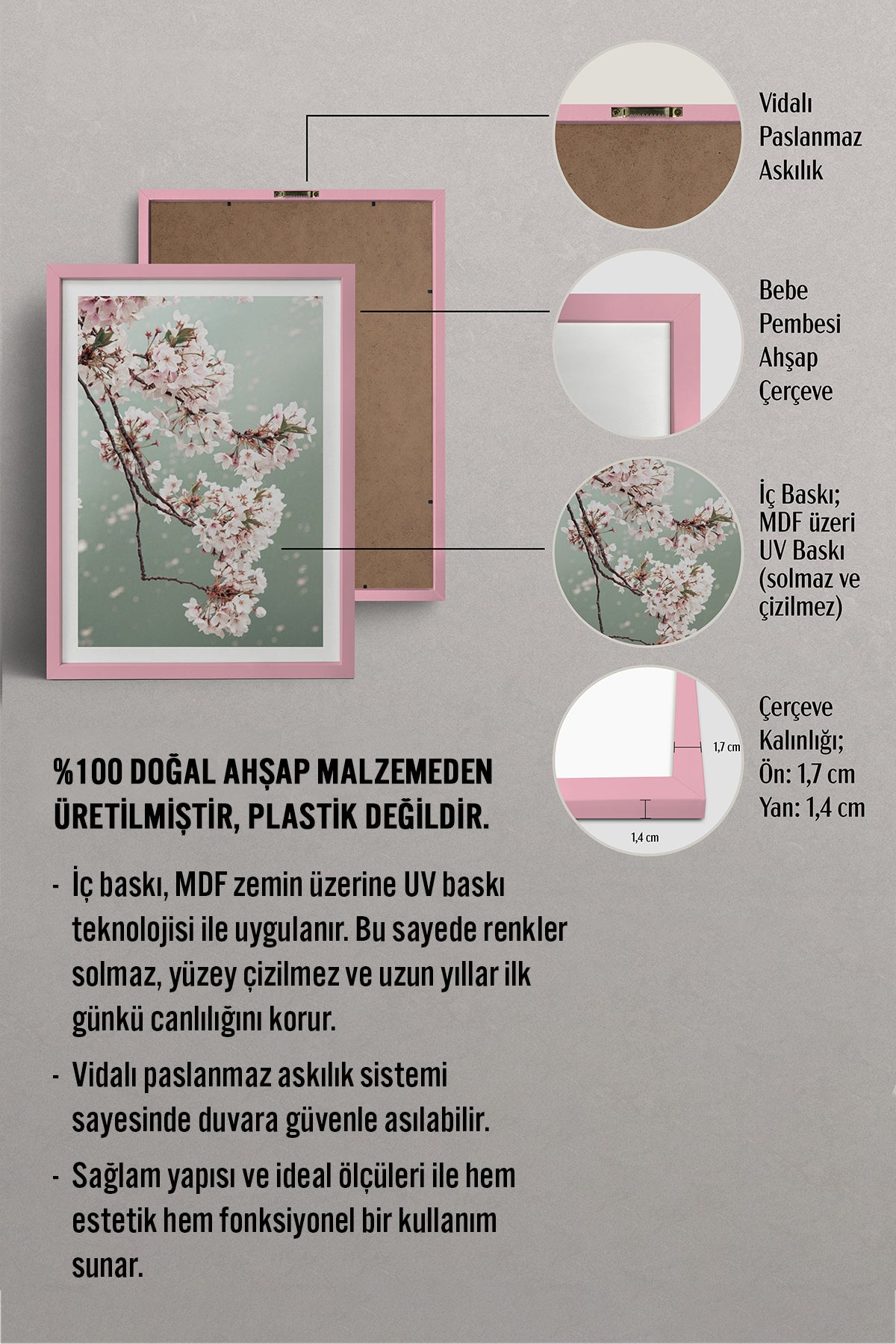 HOMEPACK Ahşap Çerçeveli Tablo Çerçeveli Poster Sanatsal Modern Duvar Dekoru BEK-8230