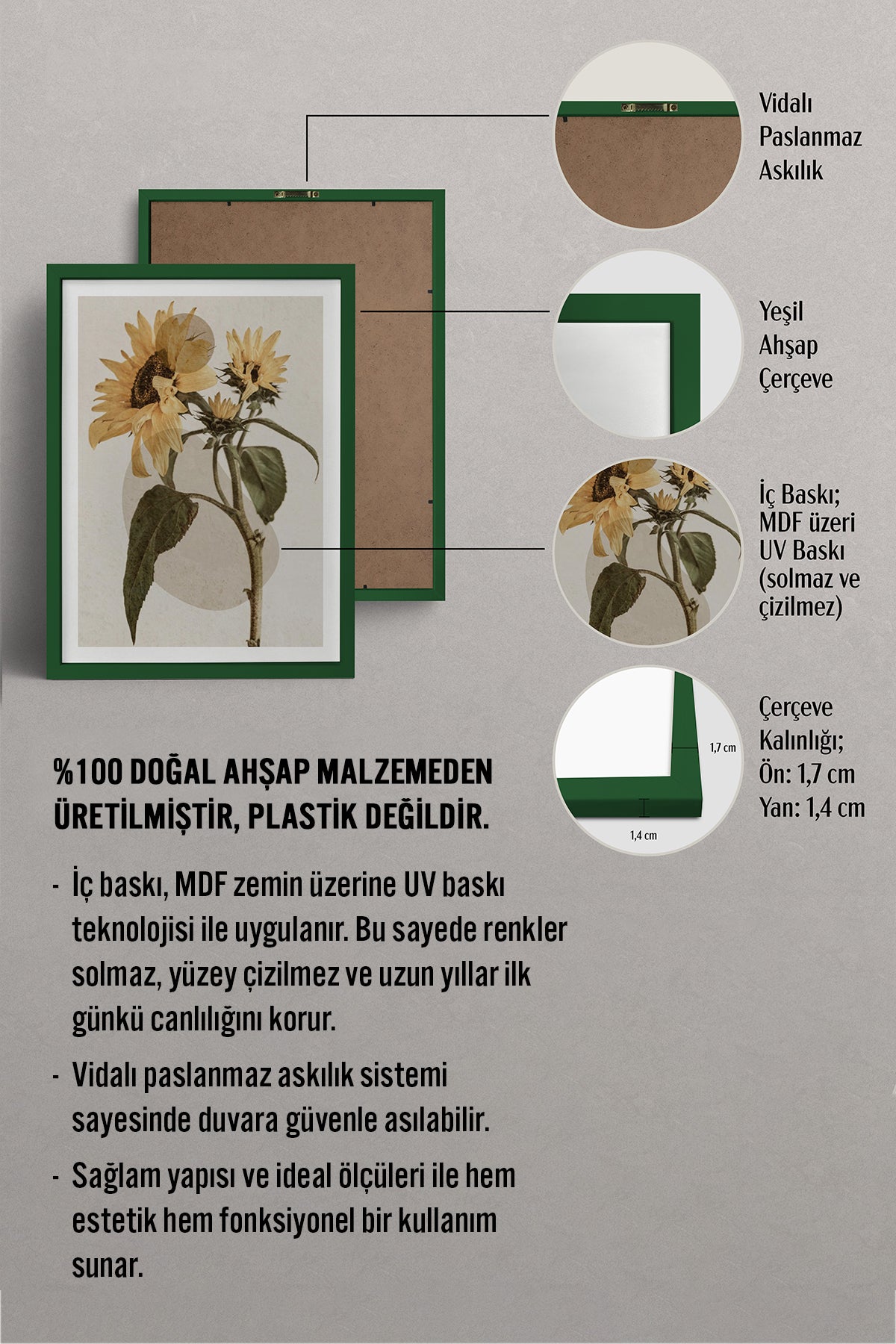 HOMEPACK Ahşap Çerçeveli Tablo Çerçeveli Poster Sanatsal Modern Duvar Dekoru BEK-8231