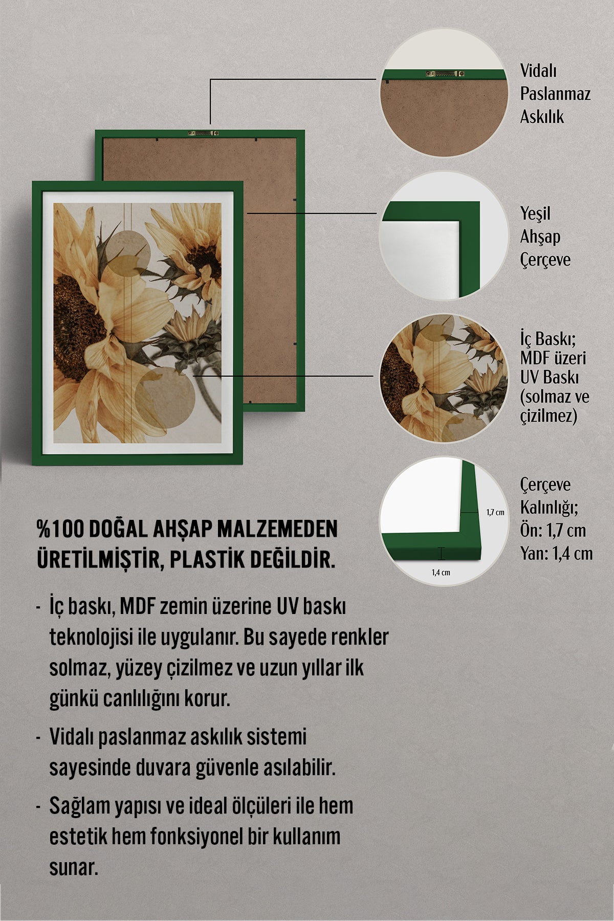 HOMEPACK Ahşap Çerçeveli Tablo Çerçeveli Poster Sanatsal Modern Duvar Dekoru BEK-8232