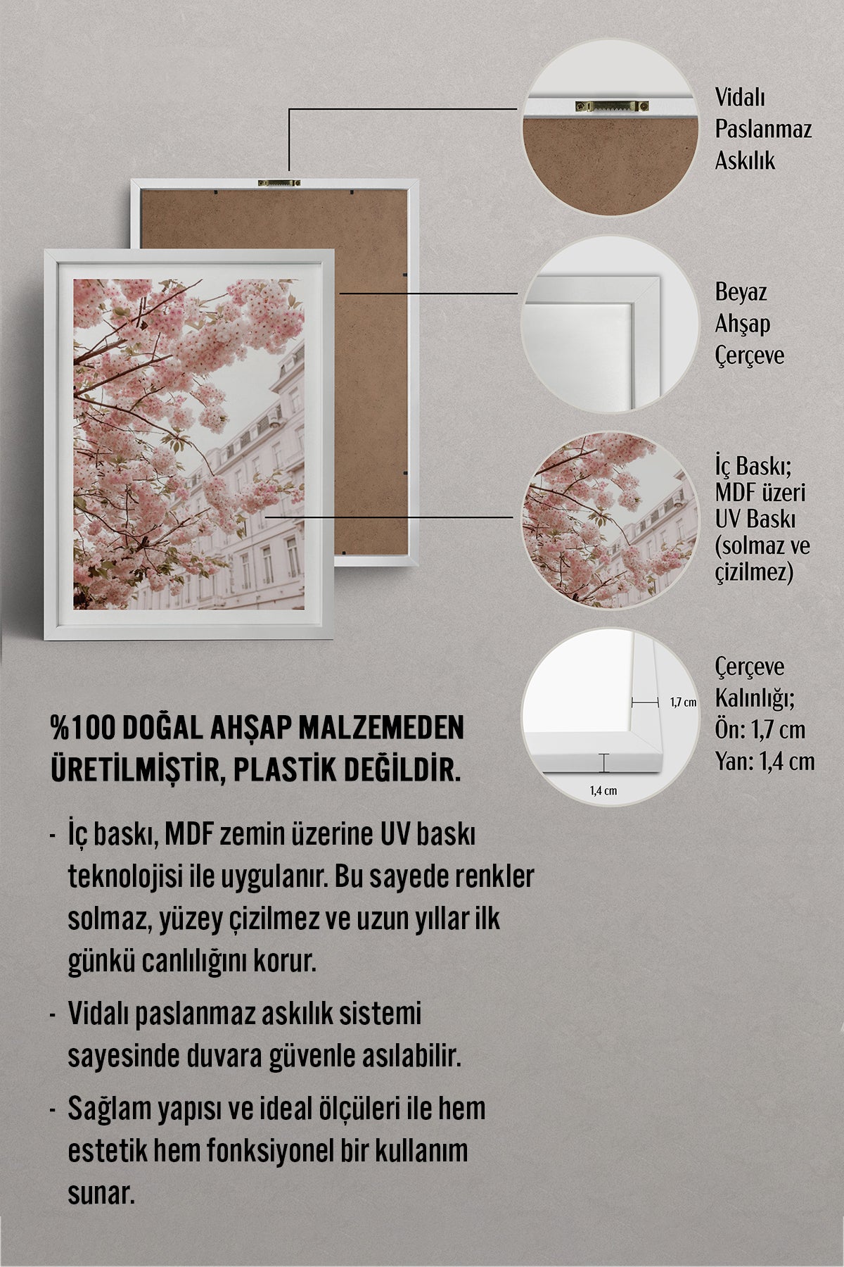 HOMEPACK Ahşap Çerçeveli Tablo Çerçeveli Poster Sanatsal Modern Duvar Dekoru BEK-8233