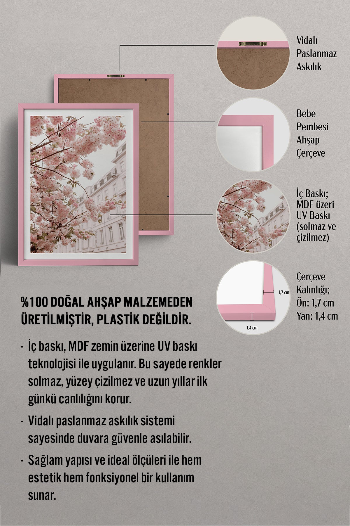 HOMEPACK Ahşap Çerçeveli Tablo Çerçeveli Poster Sanatsal Modern Duvar Dekoru BEK-8233