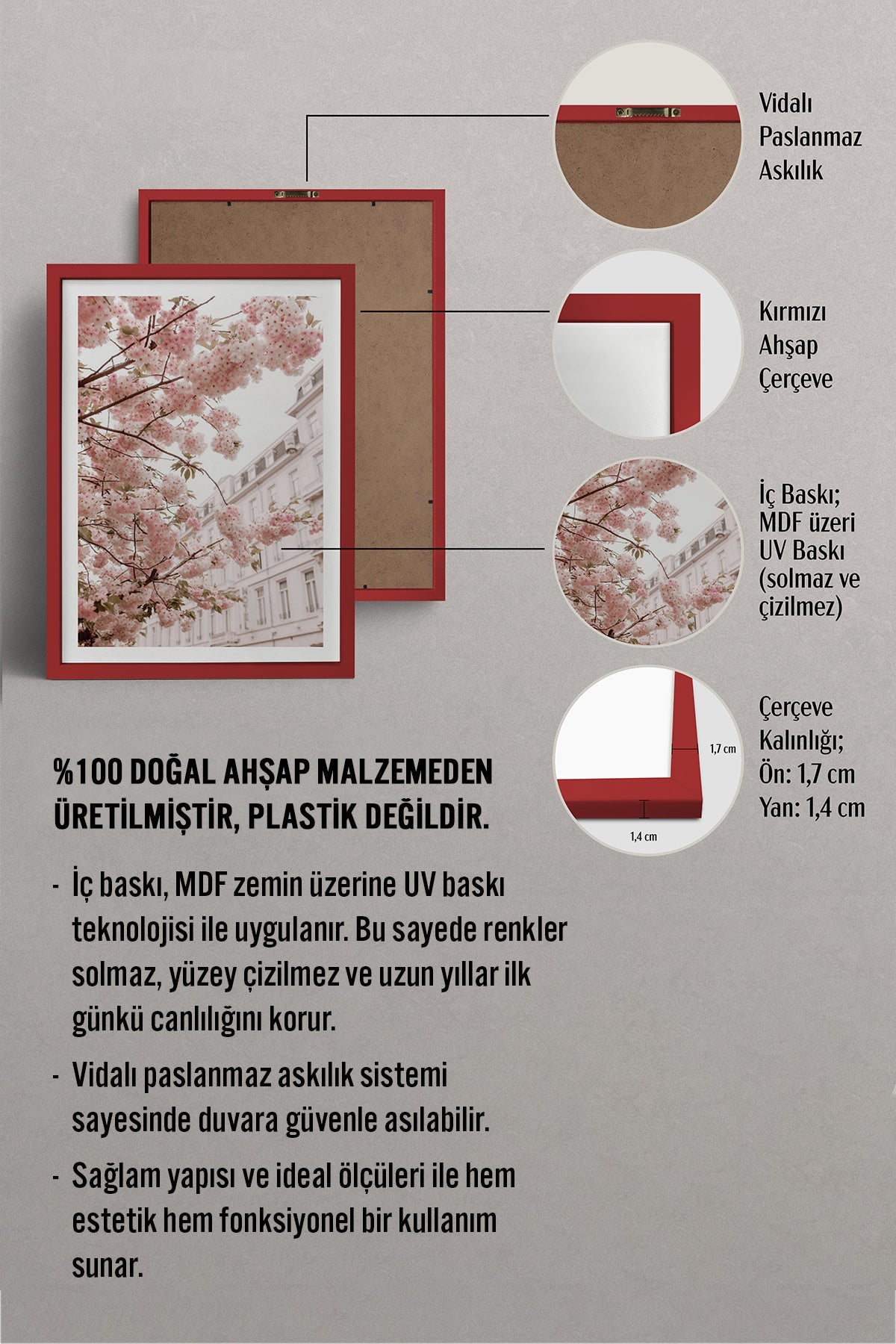 HOMEPACK Ahşap Çerçeveli Tablo Çerçeveli Poster Sanatsal Modern Duvar Dekoru BEK-8233
