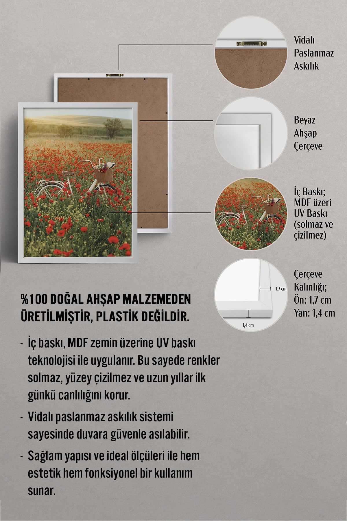 HOMEPACK Ahşap Çerçeveli Tablo Çerçeveli Poster Sanatsal Modern Duvar Dekoru BEK-8234