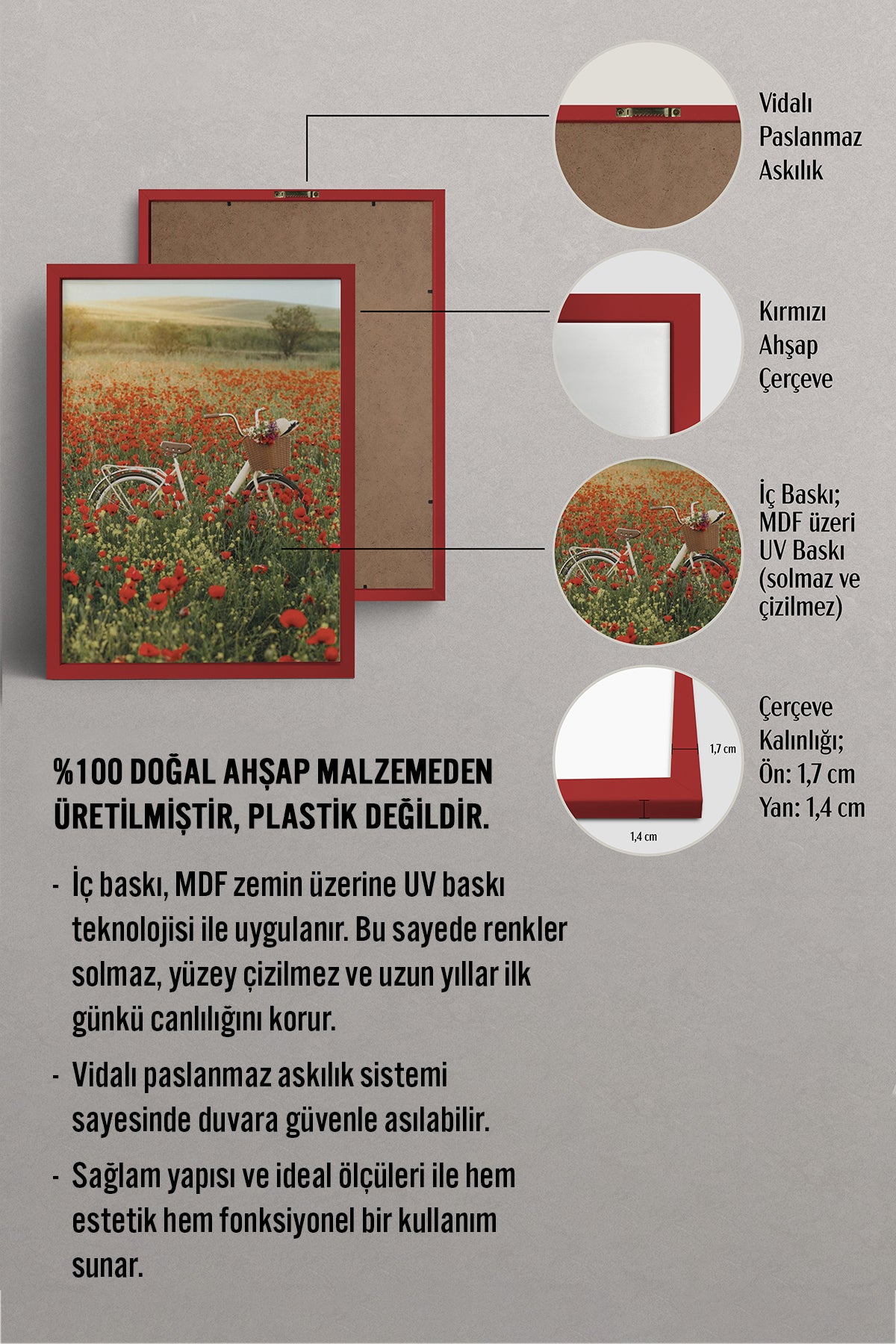 HOMEPACK Ahşap Çerçeveli Tablo Çerçeveli Poster Sanatsal Modern Duvar Dekoru BEK-8234