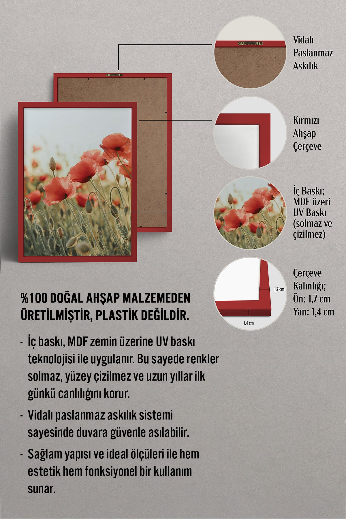 HOMEPACK Ahşap Çerçeveli Tablo Çerçeveli Poster Sanatsal Modern Duvar Dekoru BEK-8235