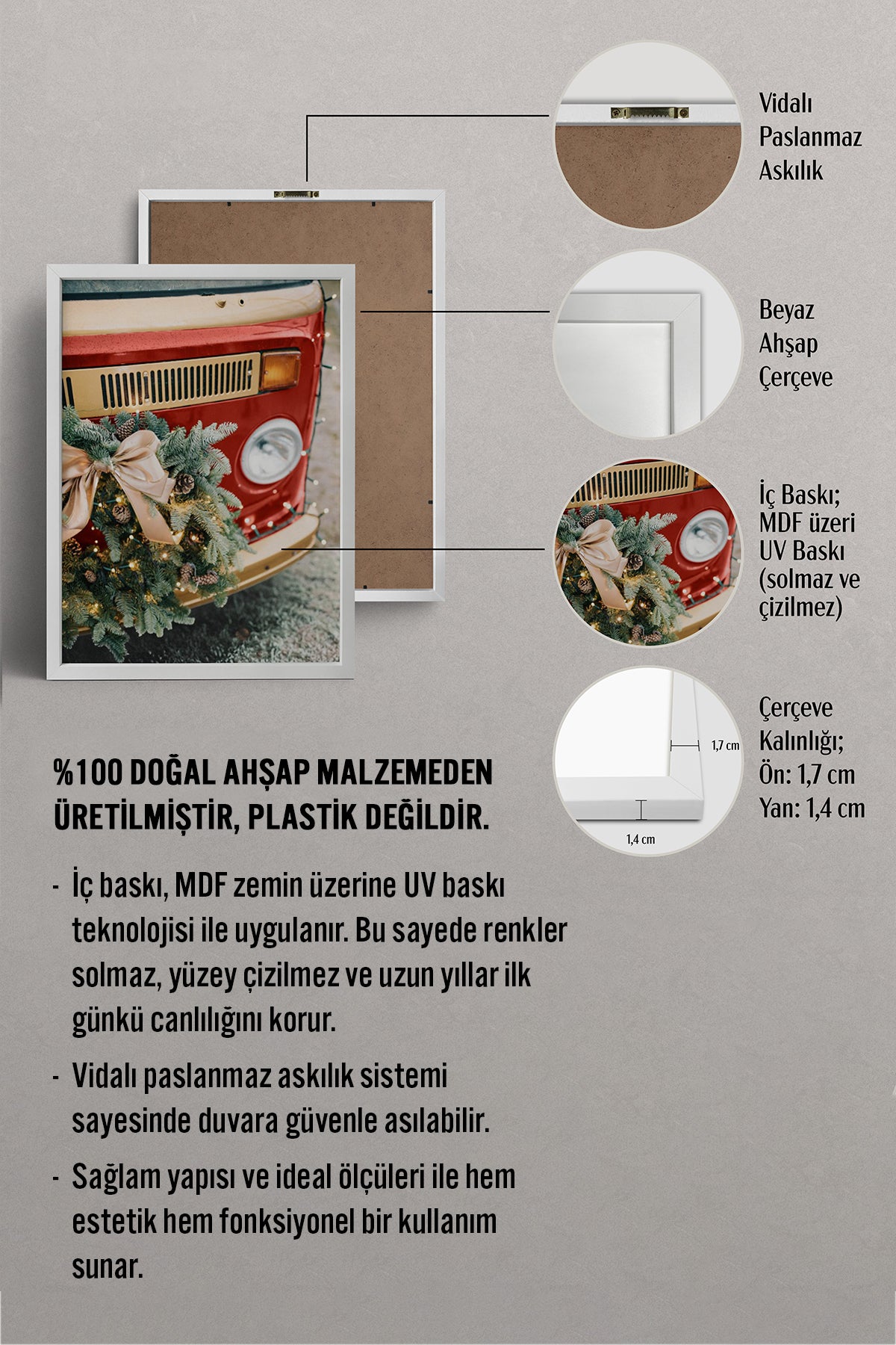 HOMEPACK Ahşap Çerçeveli Tablo Çerçeveli Poster Sanatsal Modern Duvar Dekoru BEK-8236