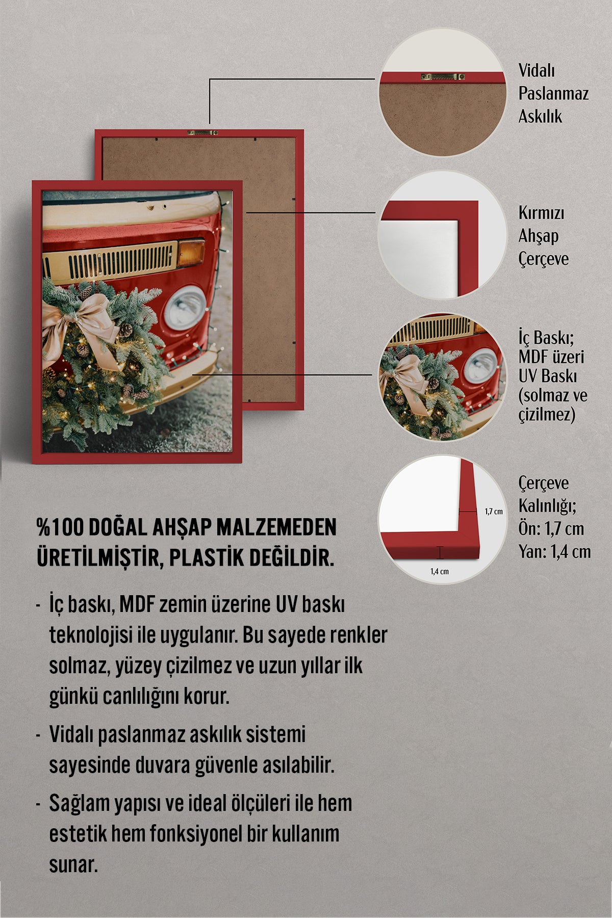 HOMEPACK Ahşap Çerçeveli Tablo Çerçeveli Poster Sanatsal Modern Duvar Dekoru BEK-8236