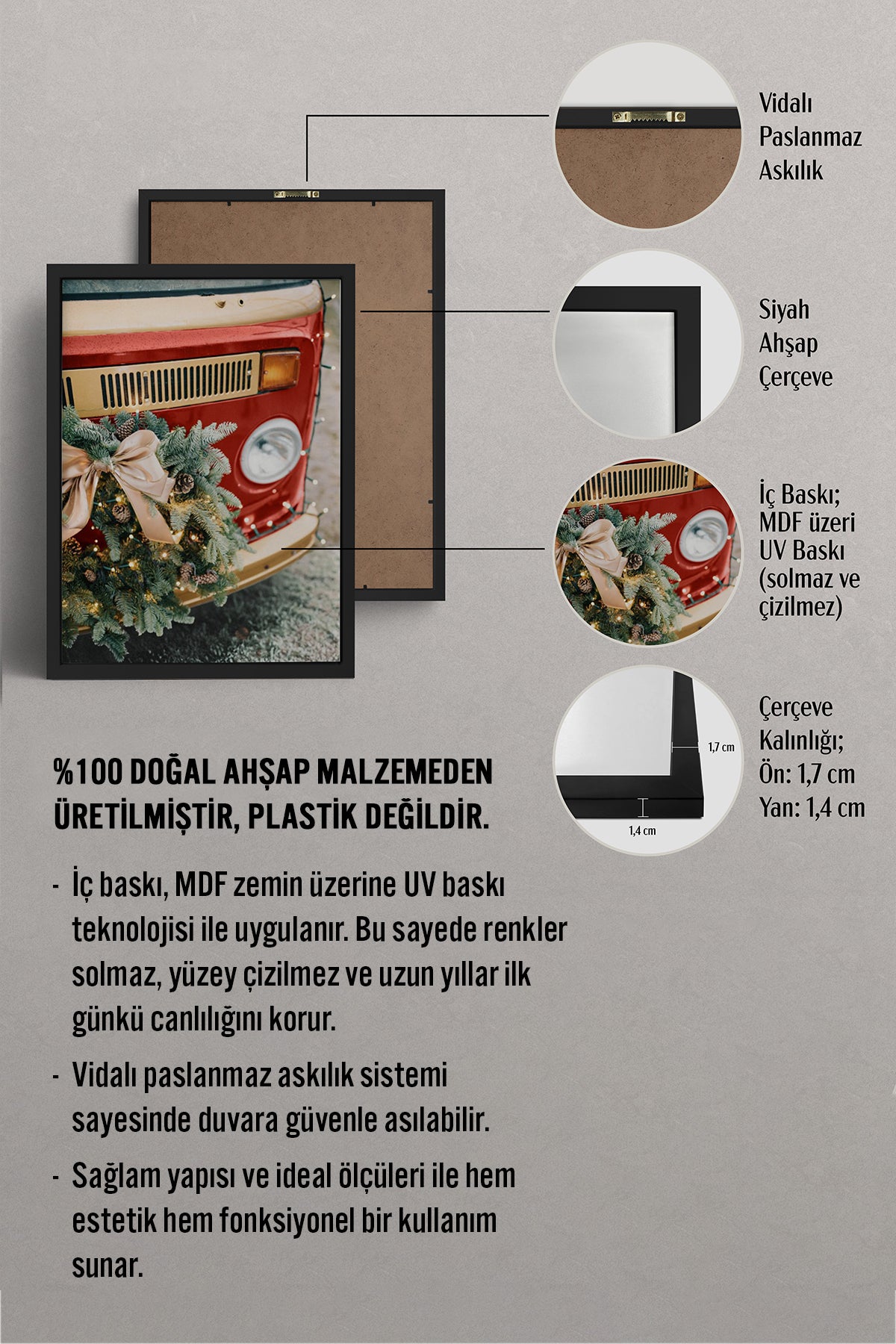 HOMEPACK Ahşap Çerçeveli Tablo Çerçeveli Poster Sanatsal Modern Duvar Dekoru BEK-8236