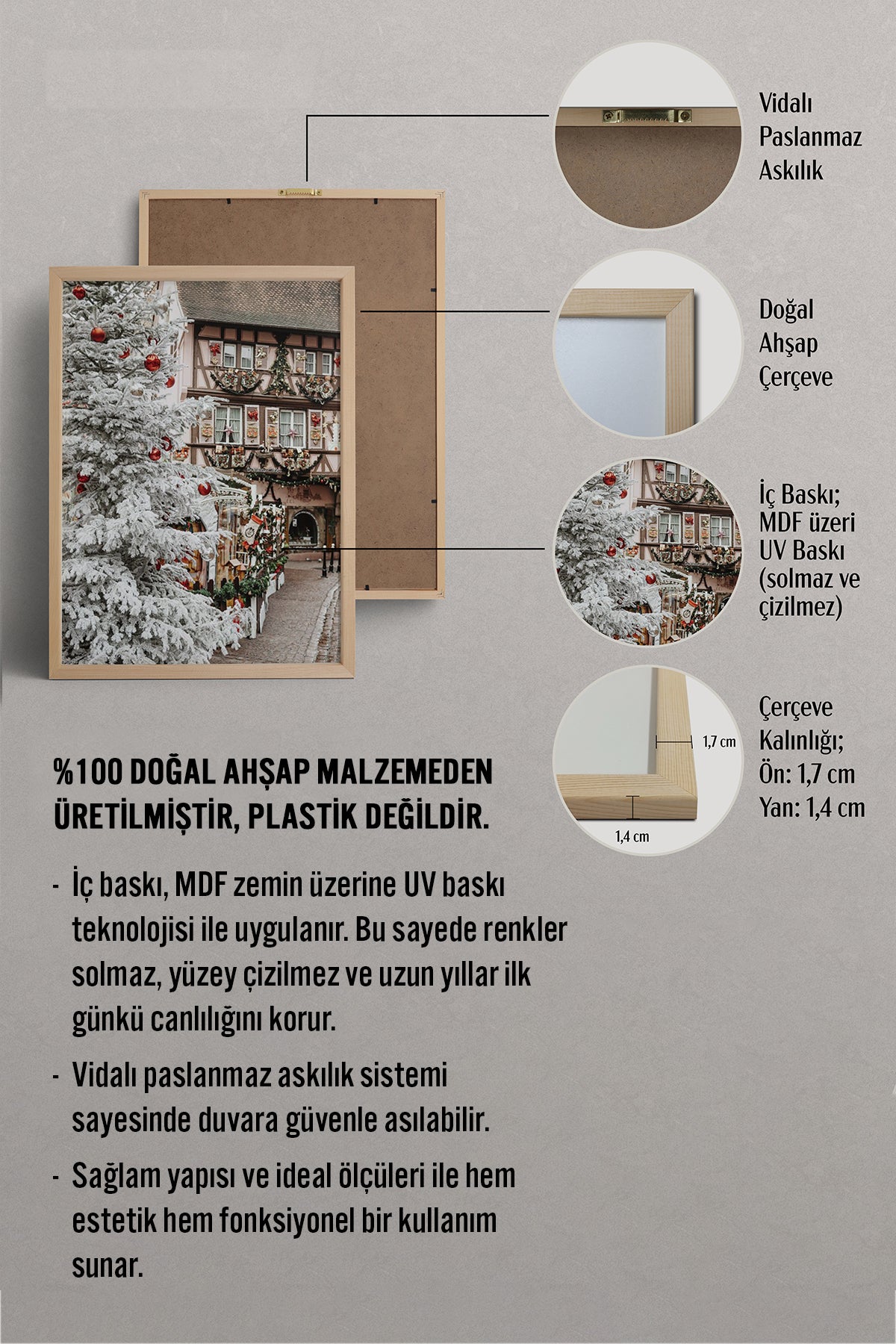 HOMEPACK Ahşap Çerçeveli Tablo Çerçeveli Poster Sanatsal Modern Duvar Dekoru BEK-8237