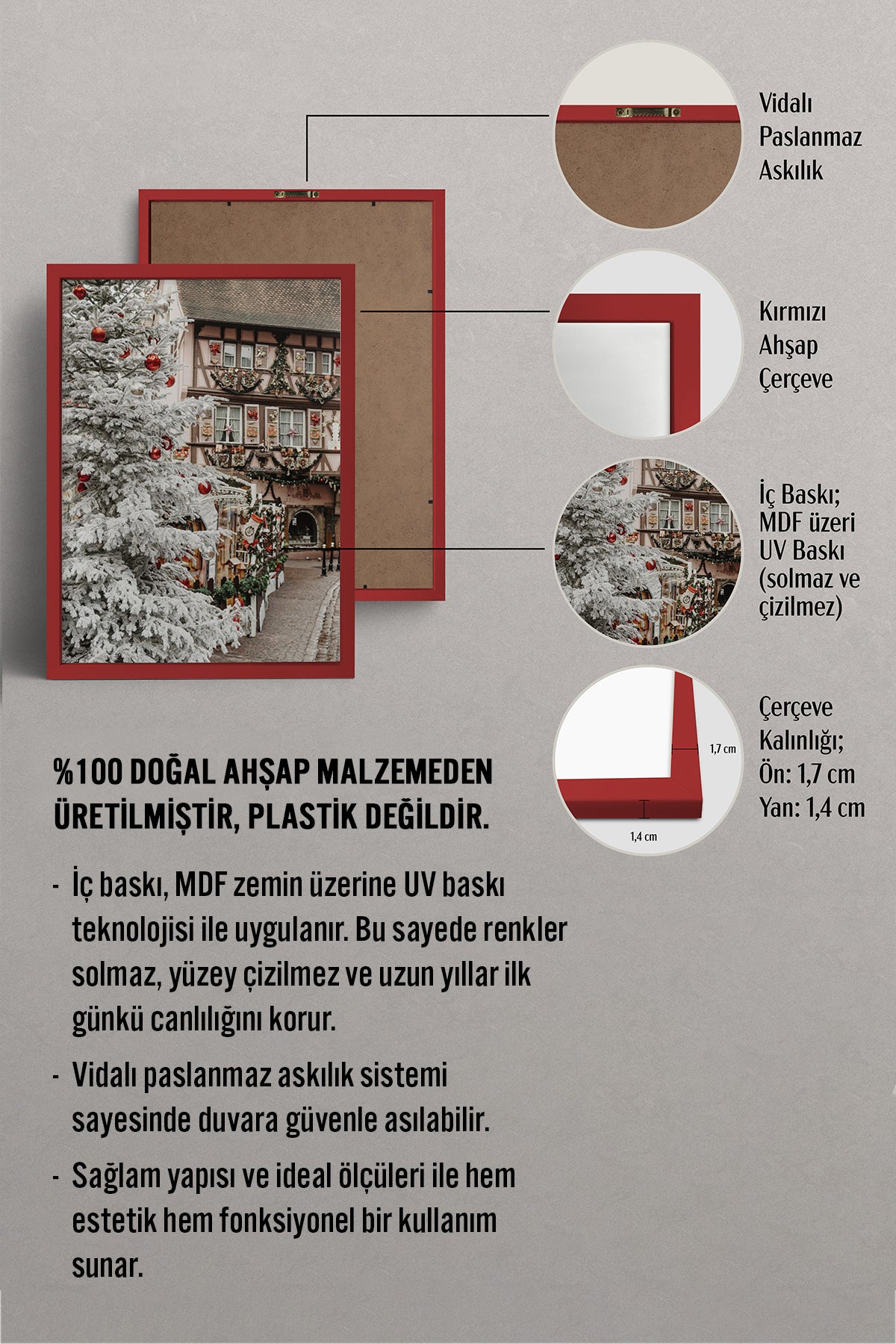 HOMEPACK Ahşap Çerçeveli Tablo Çerçeveli Poster Sanatsal Modern Duvar Dekoru BEK-8237