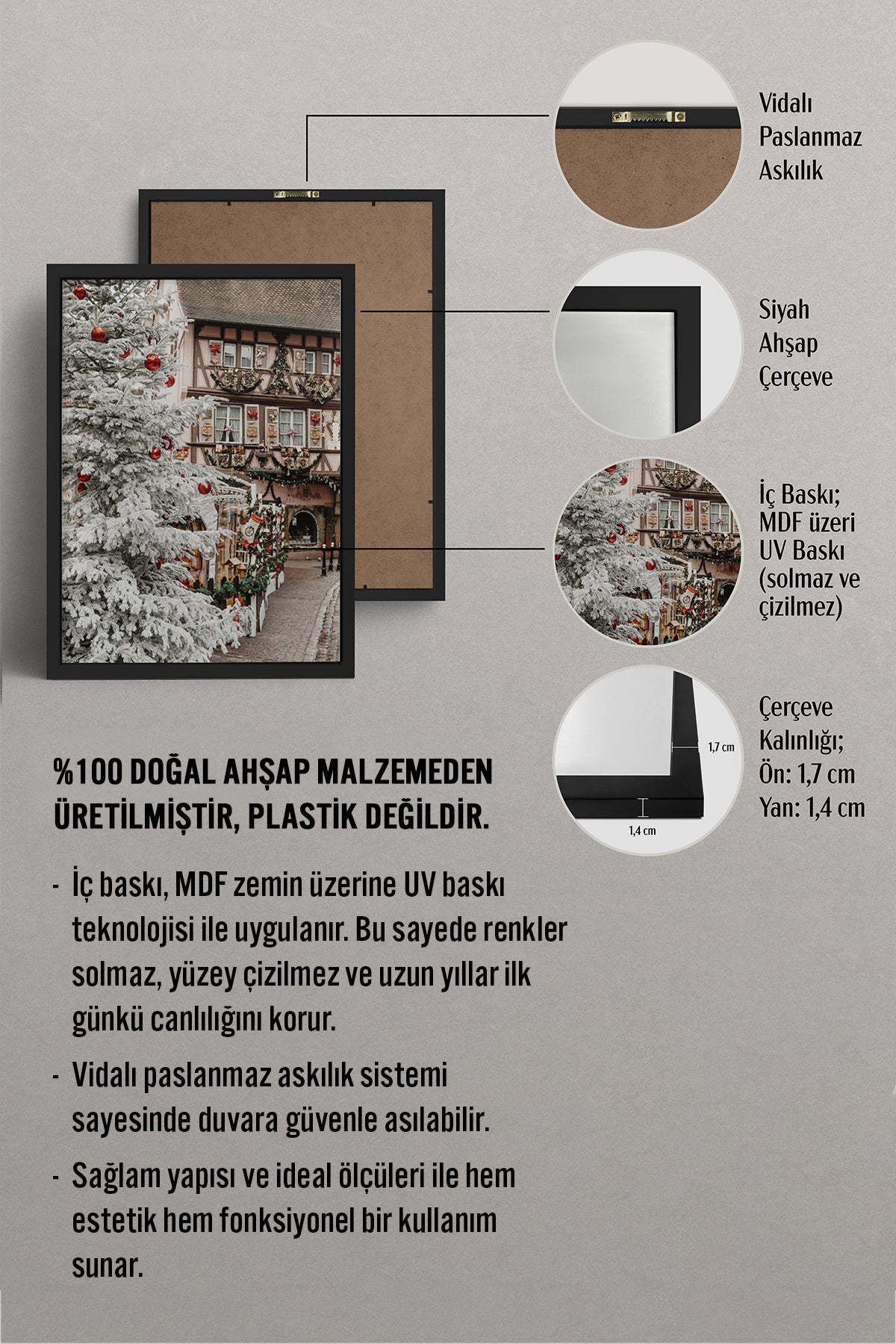 HOMEPACK Ahşap Çerçeveli Tablo Çerçeveli Poster Sanatsal Modern Duvar Dekoru BEK-8237