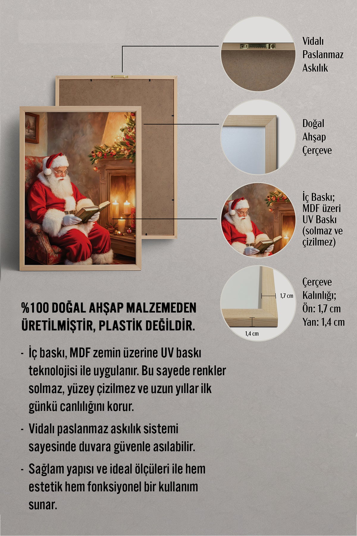 HOMEPACK Ahşap Çerçeveli Tablo Çerçeveli Poster Sanatsal Modern Duvar Dekoru BEK-8238