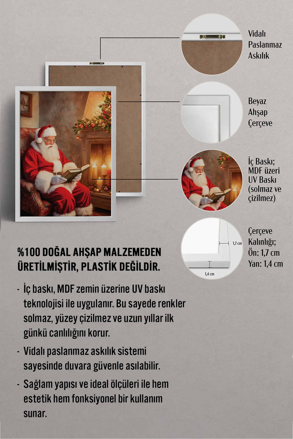 HOMEPACK Ahşap Çerçeveli Tablo Çerçeveli Poster Sanatsal Modern Duvar Dekoru BEK-8238