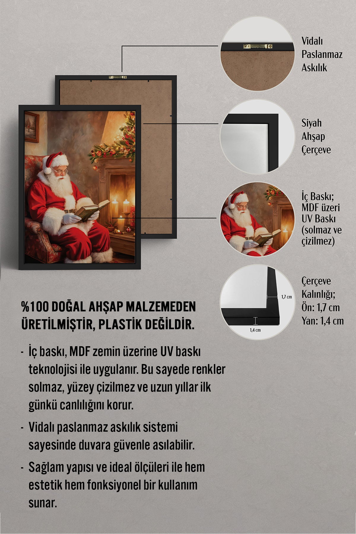 HOMEPACK Ahşap Çerçeveli Tablo Çerçeveli Poster Sanatsal Modern Duvar Dekoru BEK-8238