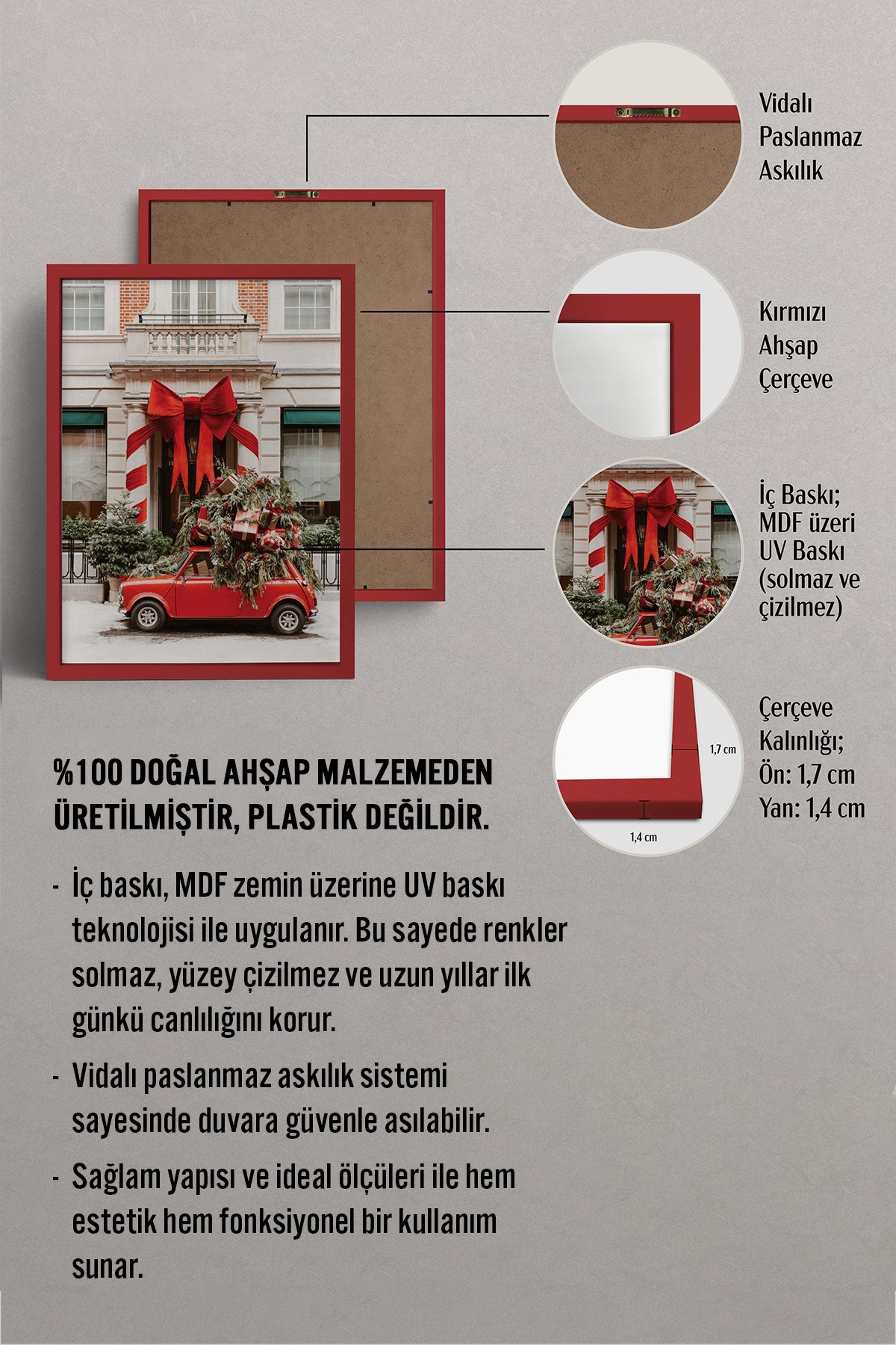 HOMEPACK Ahşap Çerçeveli Tablo Çerçeveli Poster Sanatsal Modern Duvar Dekoru BEK-8239