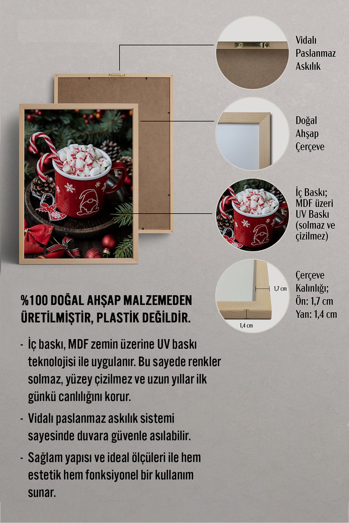 HOMEPACK Ahşap Çerçeveli Tablo Çerçeveli Poster Sanatsal Modern Duvar Dekoru BEK-8240
