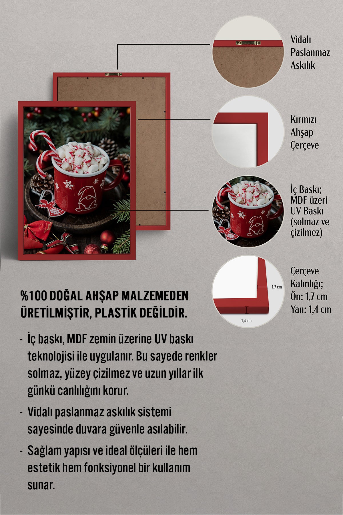 HOMEPACK Ahşap Çerçeveli Tablo Çerçeveli Poster Sanatsal Modern Duvar Dekoru BEK-8240