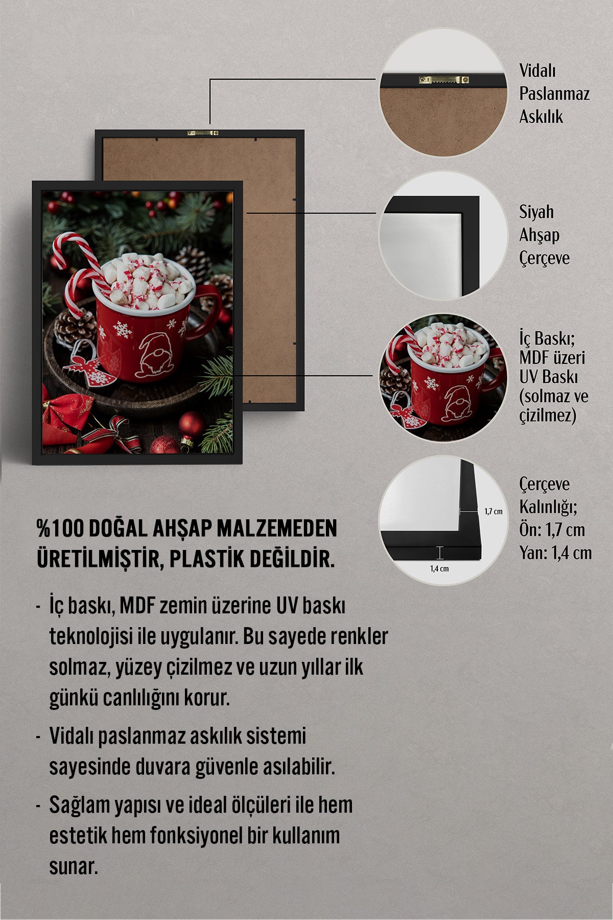 HOMEPACK Ahşap Çerçeveli Tablo Çerçeveli Poster Sanatsal Modern Duvar Dekoru BEK-8240