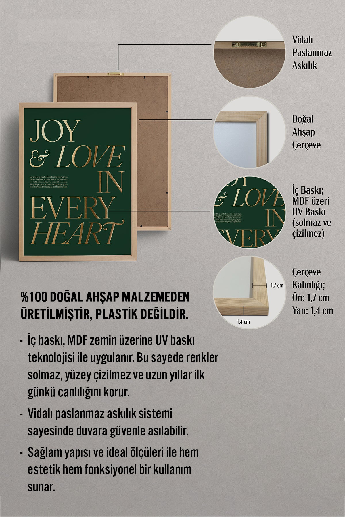 HOMEPACK Ahşap Çerçeveli Tablo Çerçeveli Poster Sanatsal Modern Duvar Dekoru BEK-8246