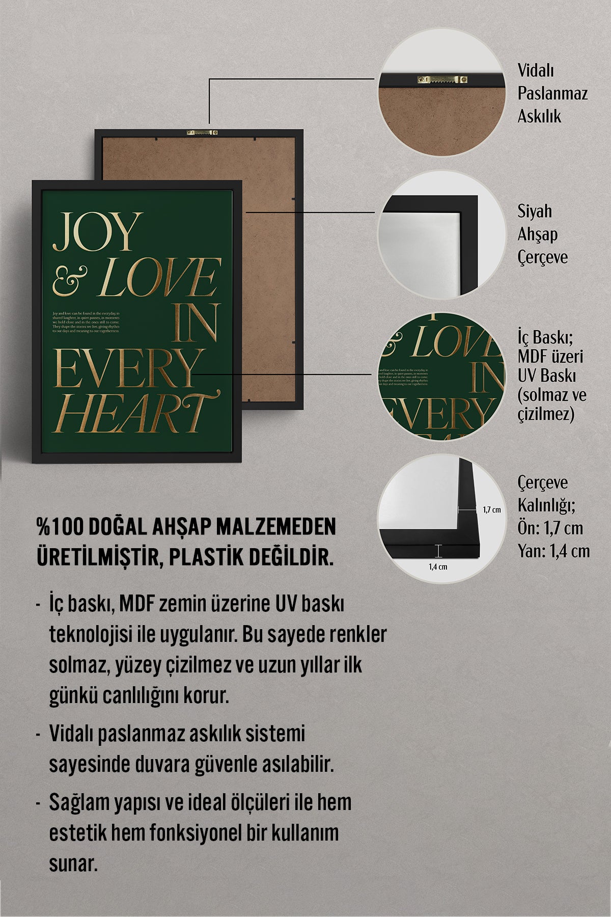 HOMEPACK Ahşap Çerçeveli Tablo Çerçeveli Poster Sanatsal Modern Duvar Dekoru BEK-8246