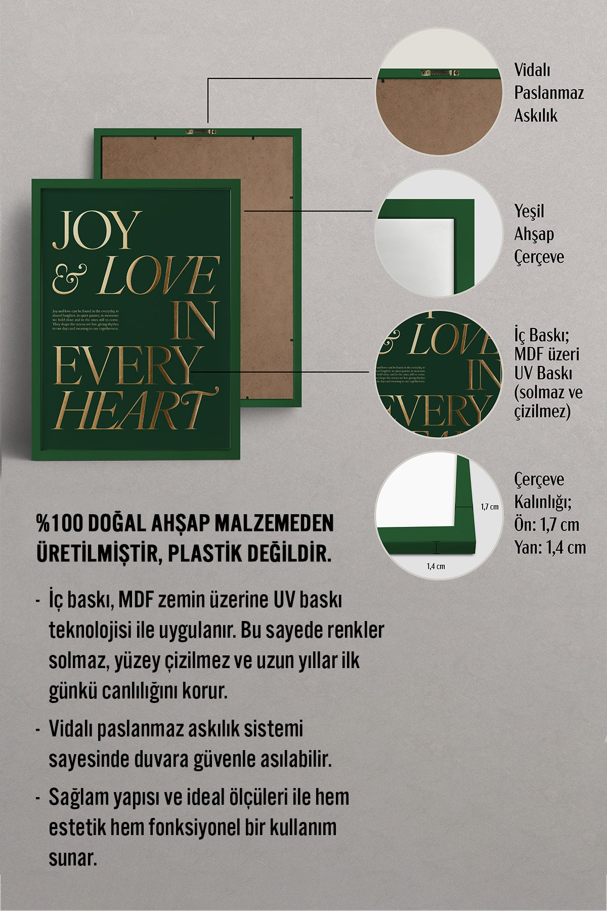 HOMEPACK Ahşap Çerçeveli Tablo Çerçeveli Poster Sanatsal Modern Duvar Dekoru BEK-8246