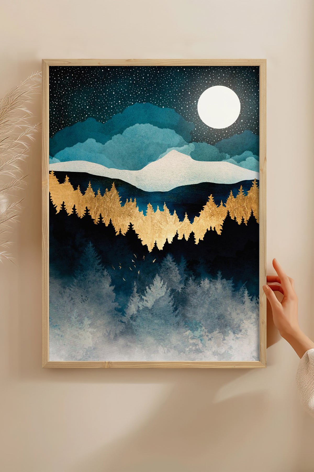 HOMEPACK Ahşap Çerçeveli Tablo Çerçeveli Poster Sanatsal Modern Duvar Dekoru BEK-8247