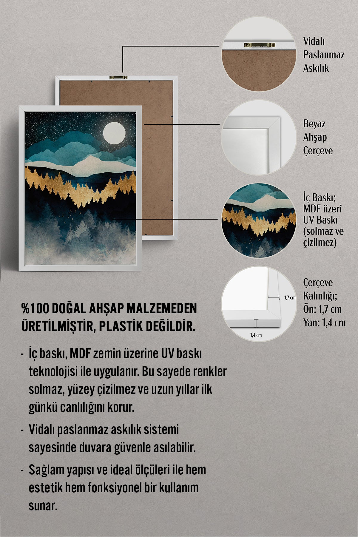 HOMEPACK Ahşap Çerçeveli Tablo Çerçeveli Poster Sanatsal Modern Duvar Dekoru BEK-8247