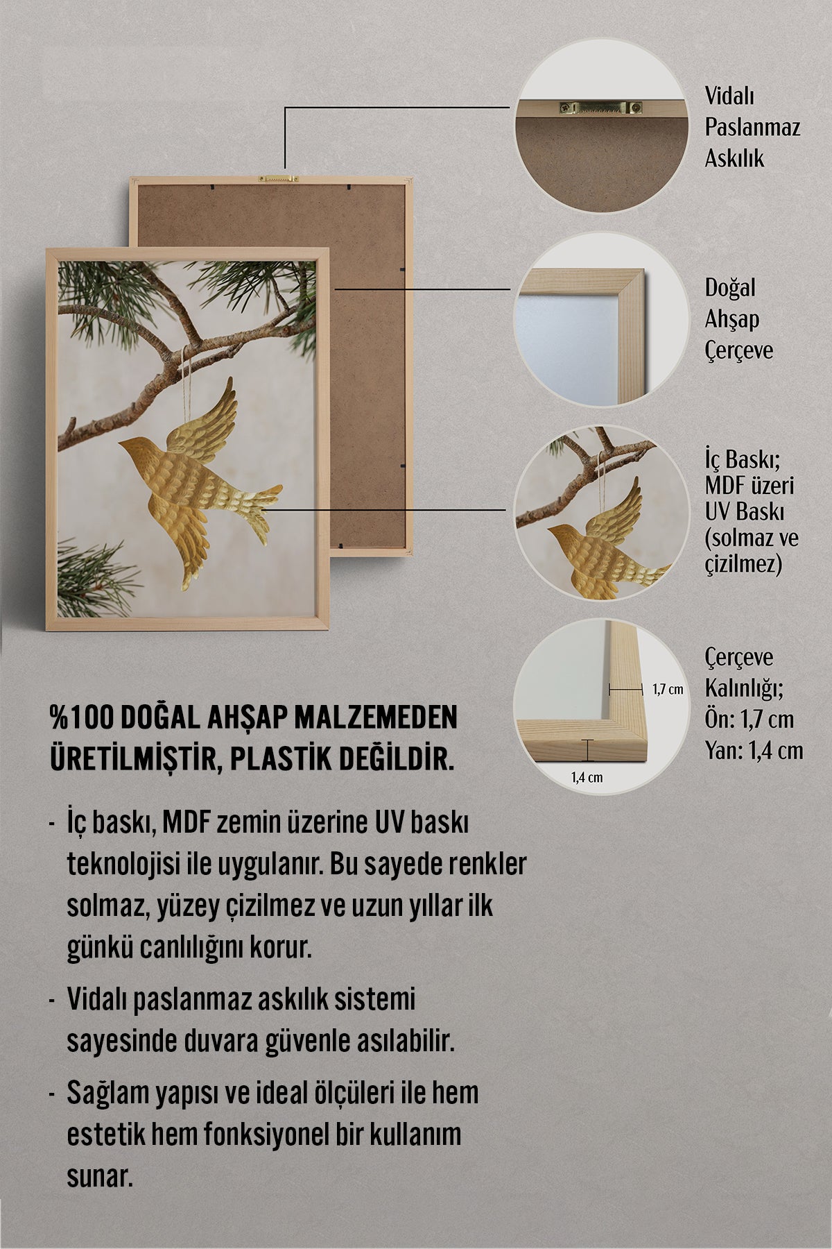 HOMEPACK Ahşap Çerçeveli Tablo Çerçeveli Poster Sanatsal Modern Duvar Dekoru BEK-8249
