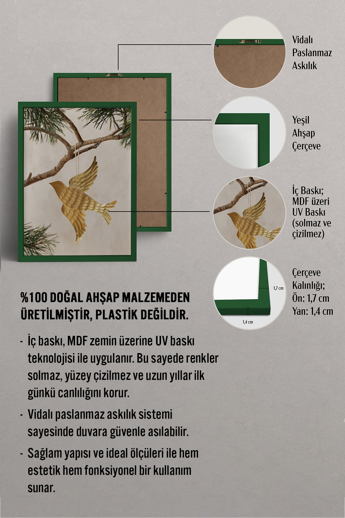 HOMEPACK Ahşap Çerçeveli Tablo Çerçeveli Poster Sanatsal Modern Duvar Dekoru BEK-8249
