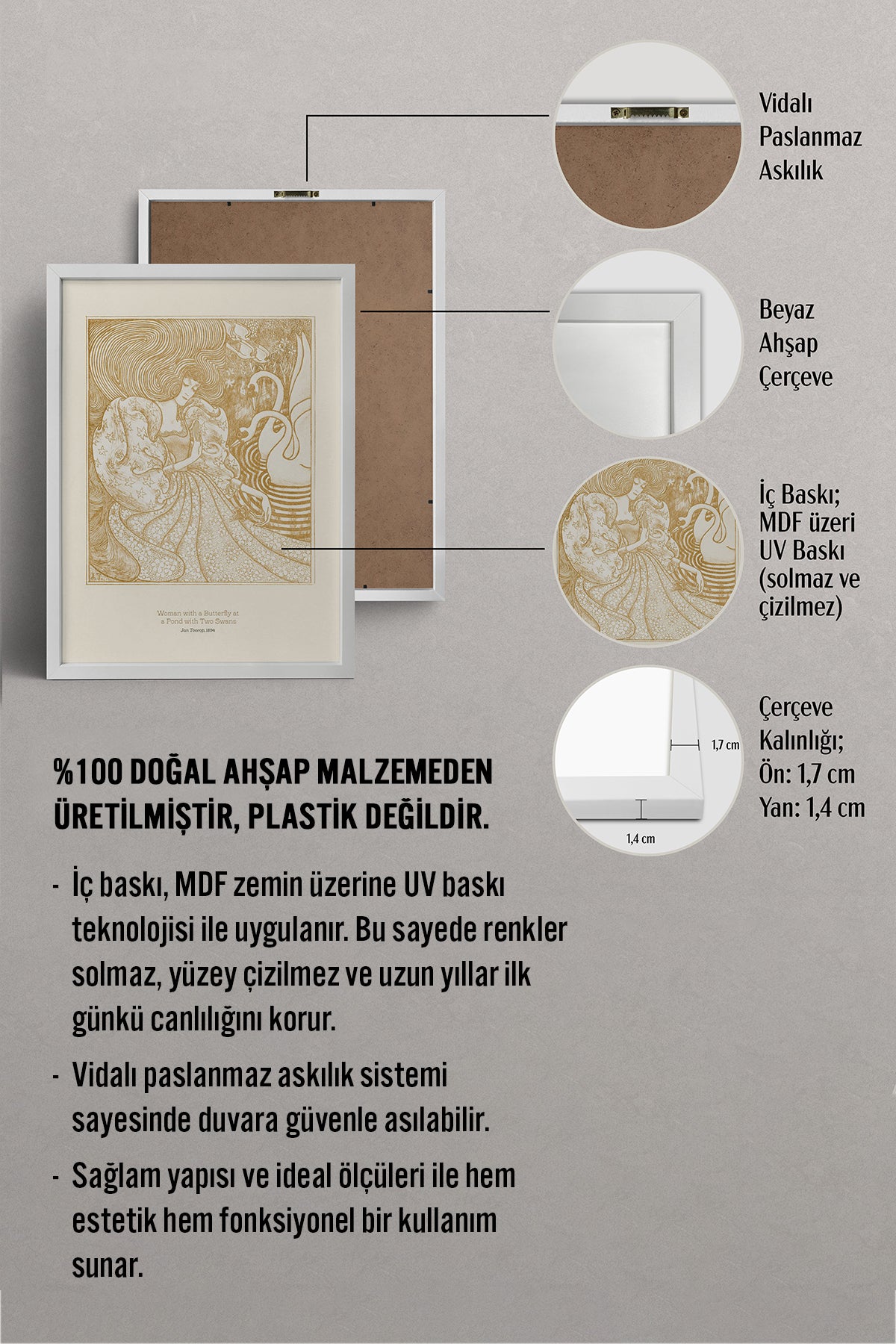 HOMEPACK Ahşap Çerçeveli Tablo Çerçeveli Poster Sanatsal Modern Duvar Dekoru BEK-8250