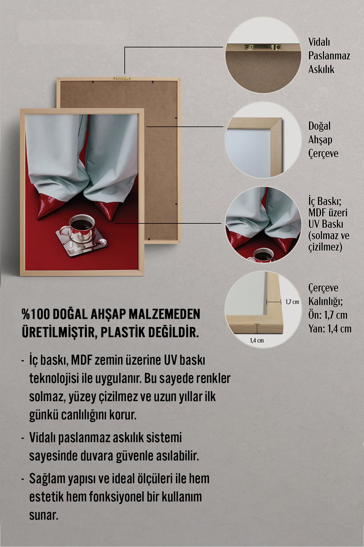 HOMEPACK Ahşap Çerçeveli Tablo Çerçeveli Poster Sanatsal Modern Duvar Dekoru BEK-8251
