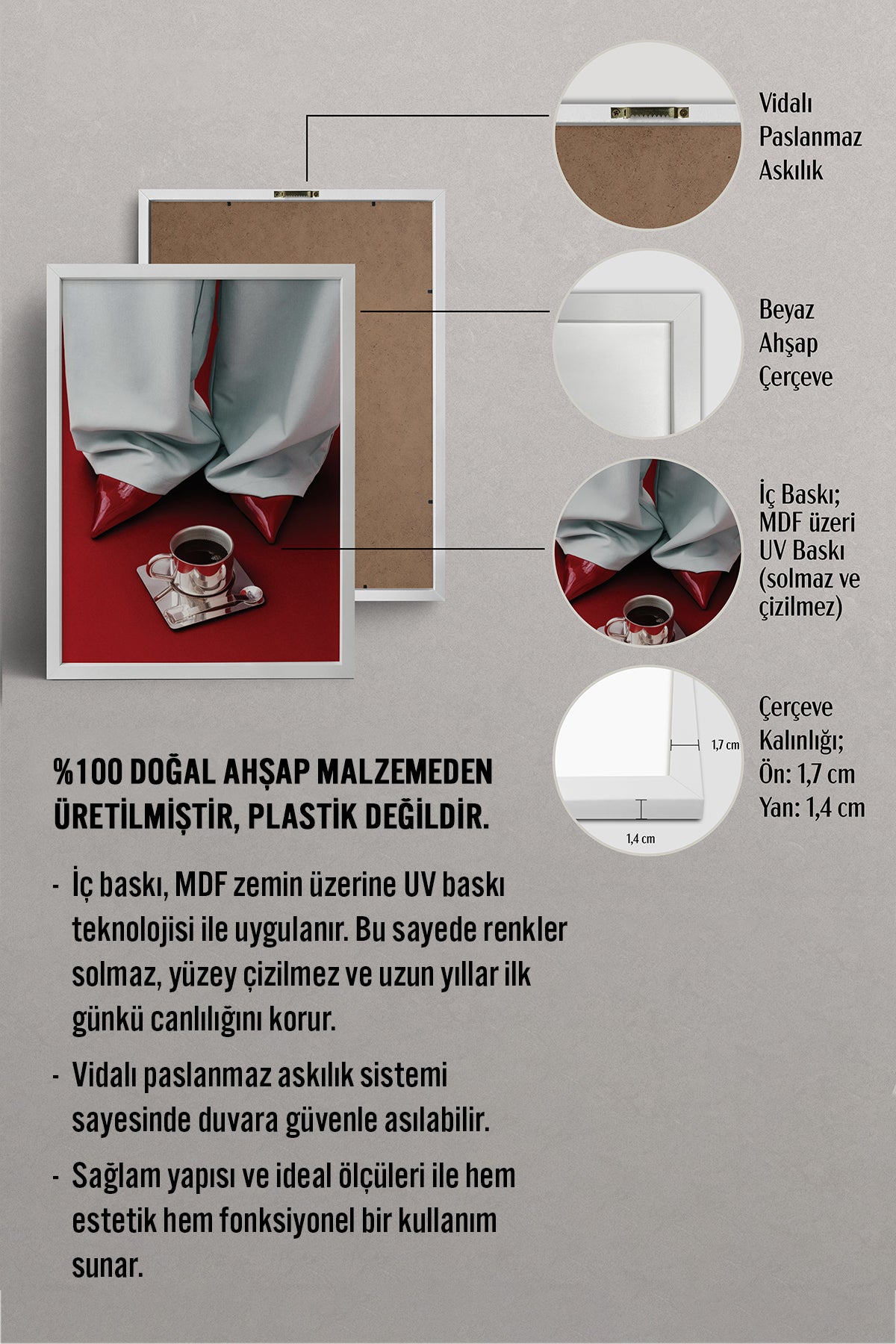 HOMEPACK Ahşap Çerçeveli Tablo Çerçeveli Poster Sanatsal Modern Duvar Dekoru BEK-8251