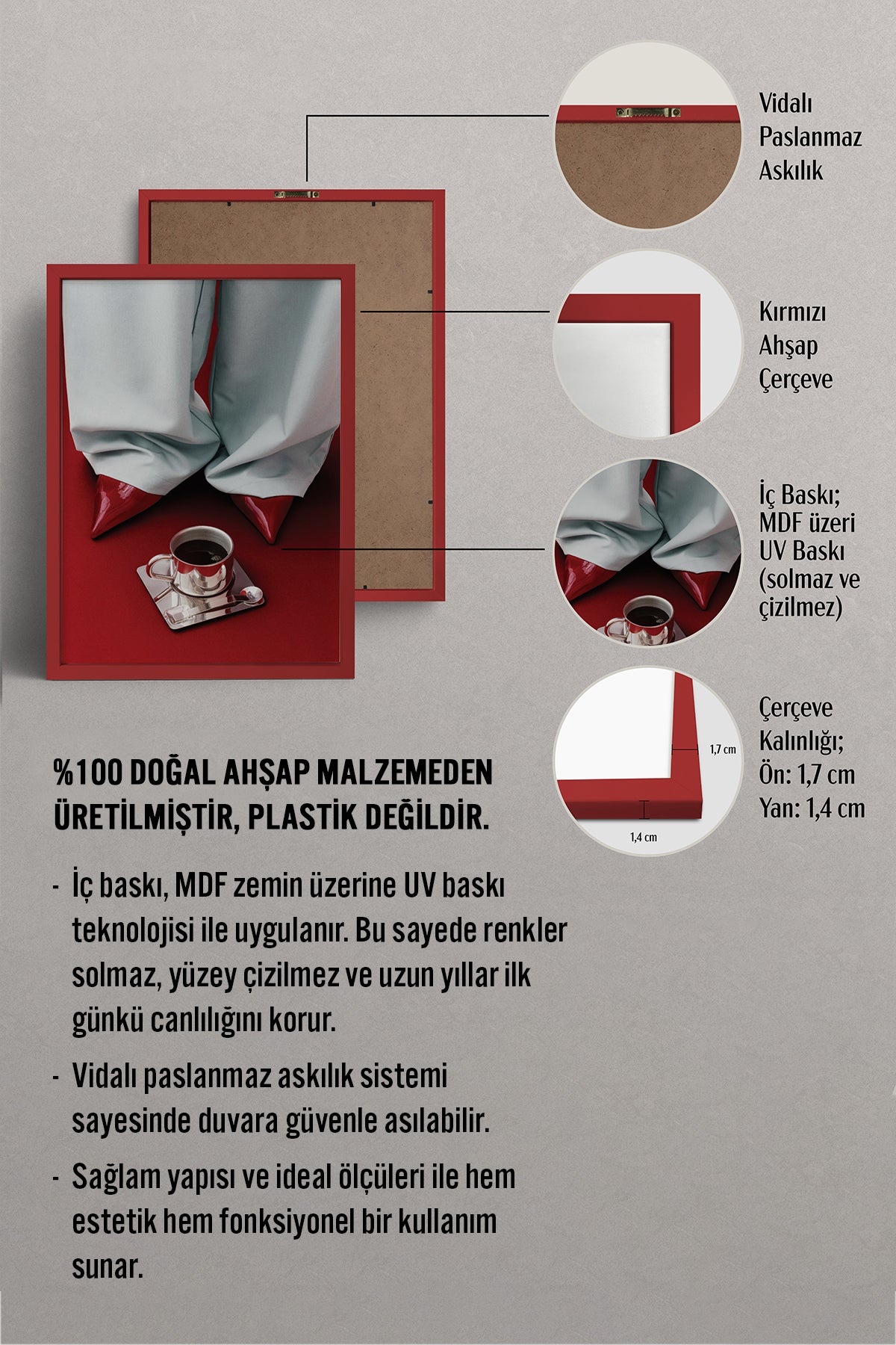 HOMEPACK Ahşap Çerçeveli Tablo Çerçeveli Poster Sanatsal Modern Duvar Dekoru BEK-8251
