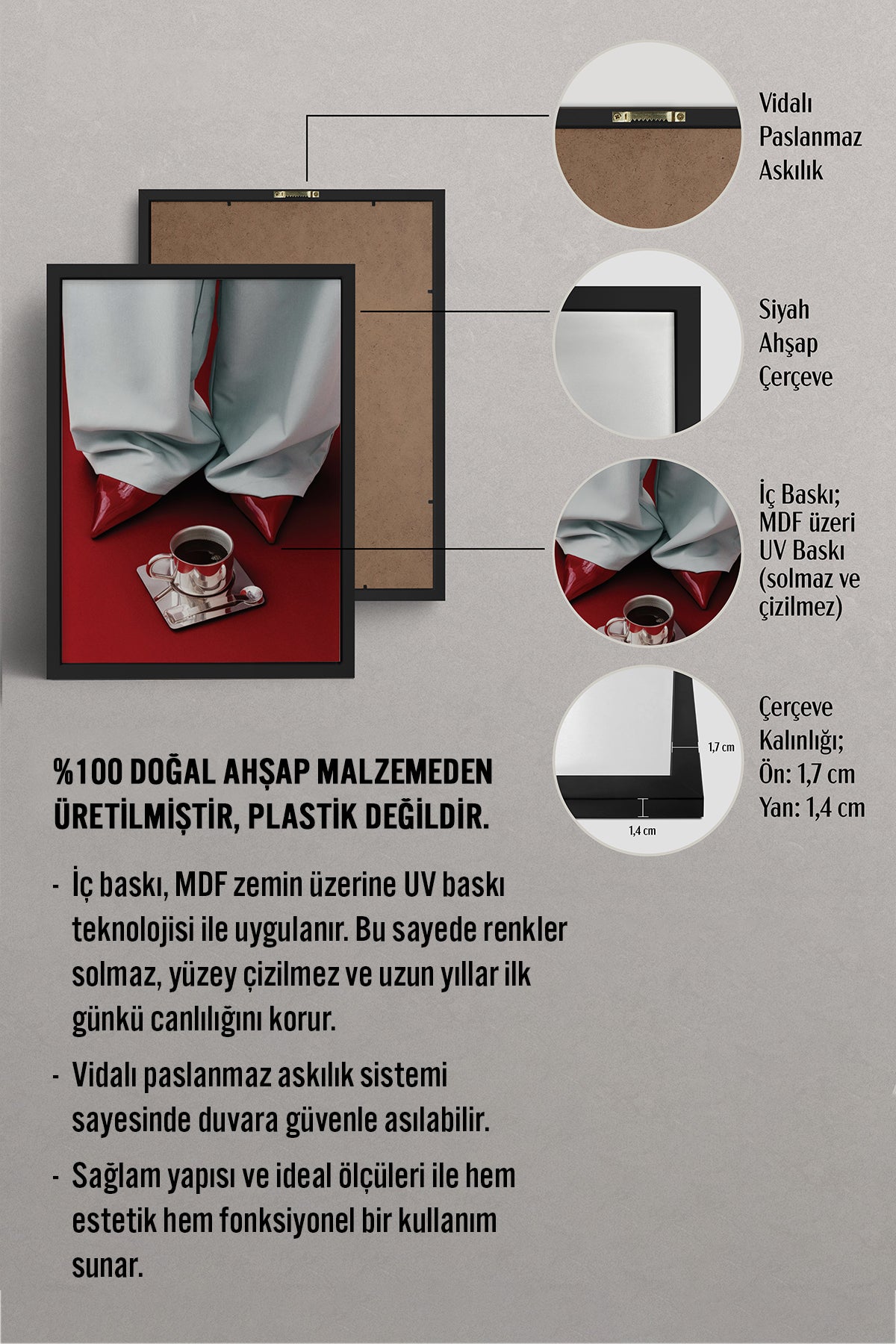 HOMEPACK Ahşap Çerçeveli Tablo Çerçeveli Poster Sanatsal Modern Duvar Dekoru BEK-8251