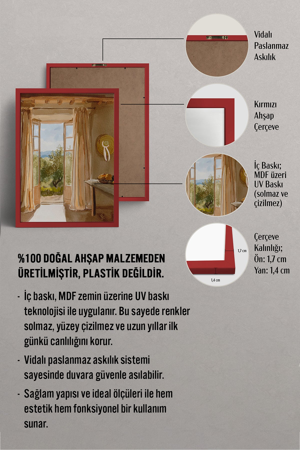HOMEPACK Ahşap Çerçeveli Tablo Çerçeveli Poster Sanatsal Modern Duvar Dekoru BEK-8252