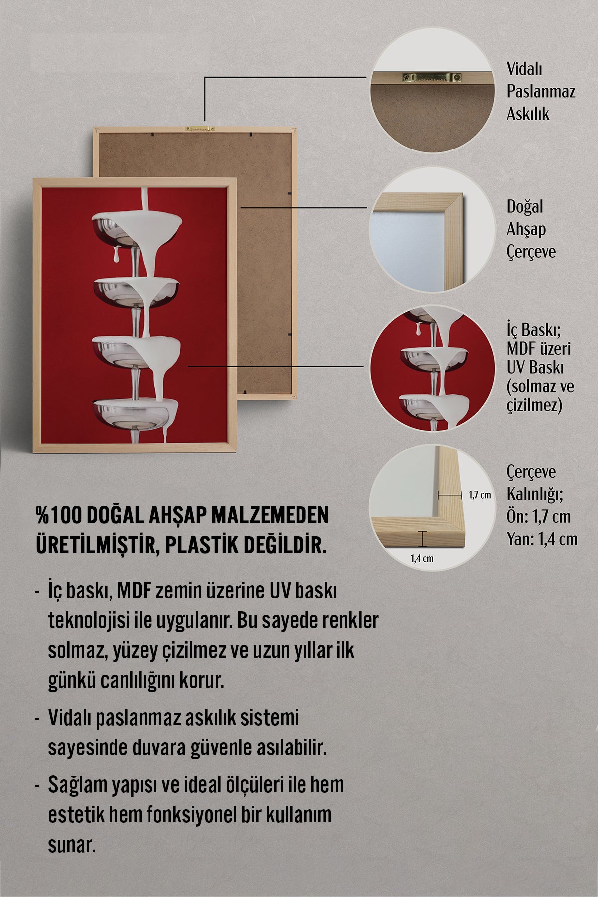 HOMEPACK Ahşap Çerçeveli Tablo Çerçeveli Poster Sanatsal Modern Duvar Dekoru BEK-8253