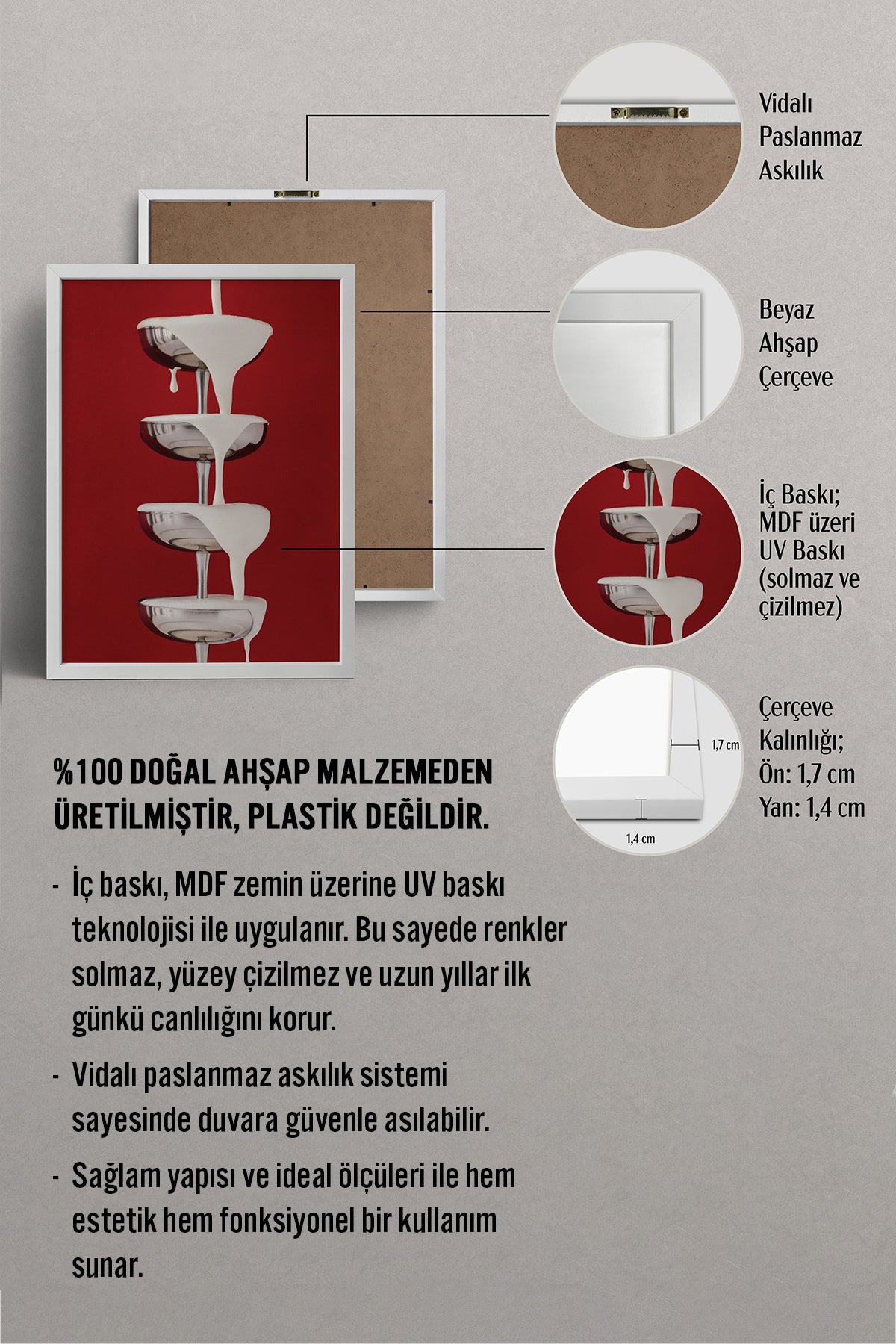 HOMEPACK Ahşap Çerçeveli Tablo Çerçeveli Poster Sanatsal Modern Duvar Dekoru BEK-8253