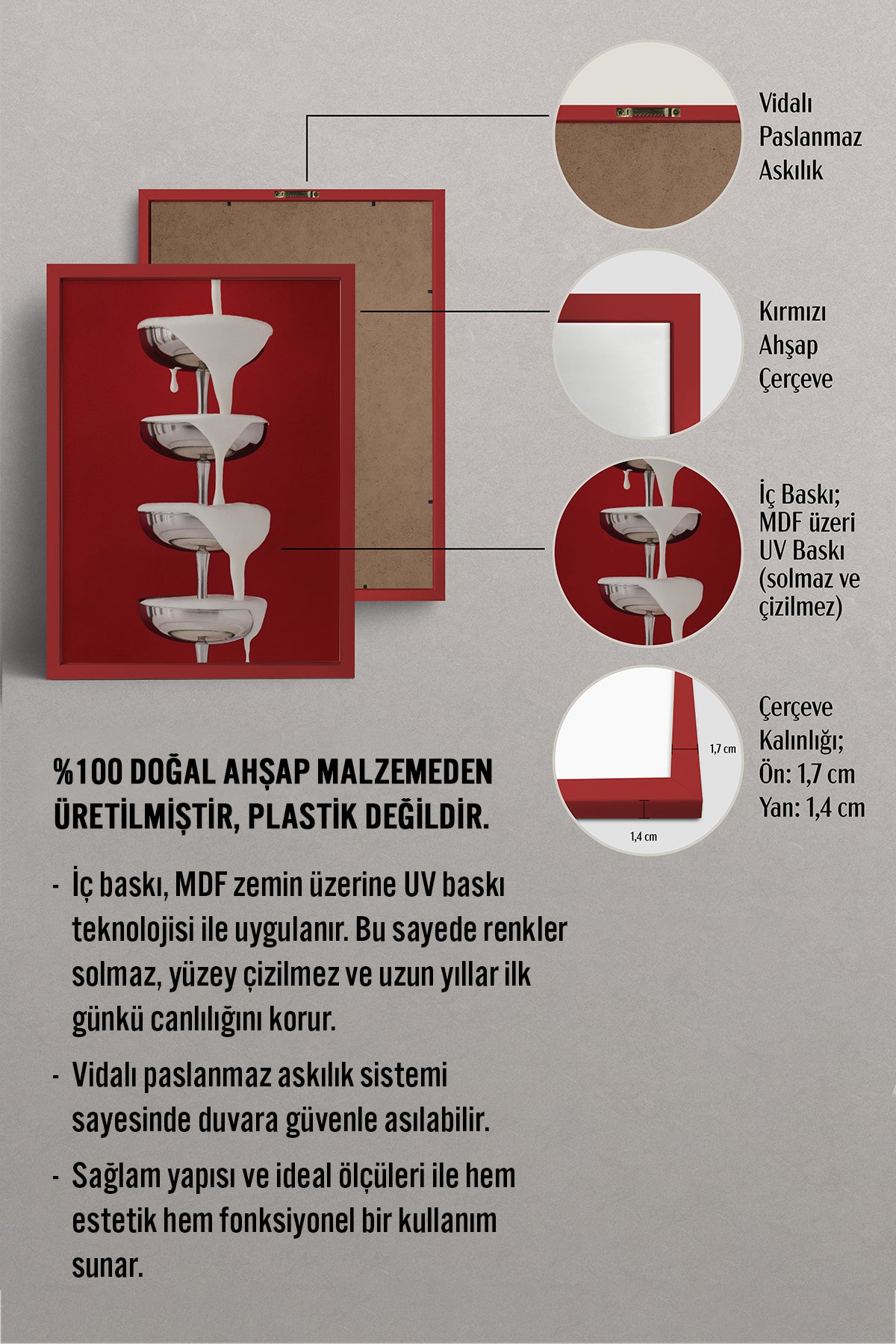 HOMEPACK Ahşap Çerçeveli Tablo Çerçeveli Poster Sanatsal Modern Duvar Dekoru BEK-8253