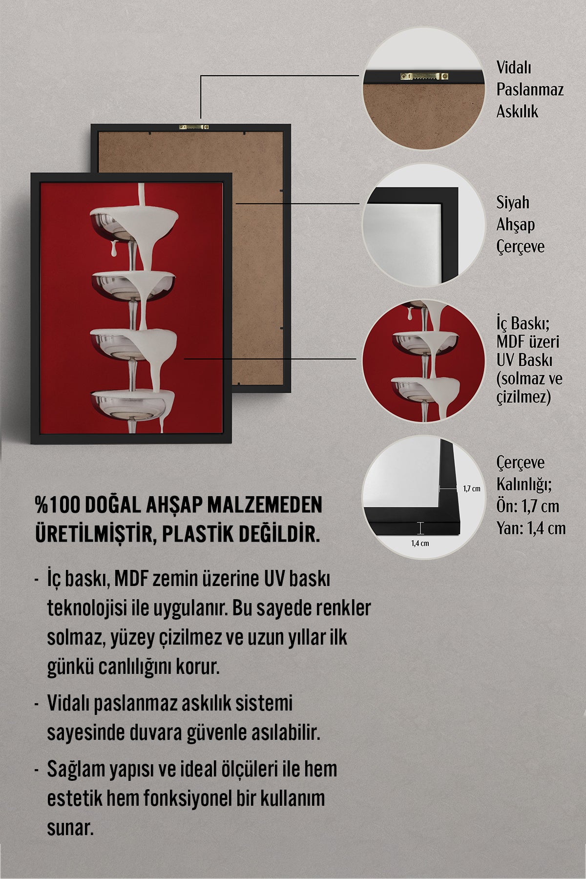 HOMEPACK Ahşap Çerçeveli Tablo Çerçeveli Poster Sanatsal Modern Duvar Dekoru BEK-8253