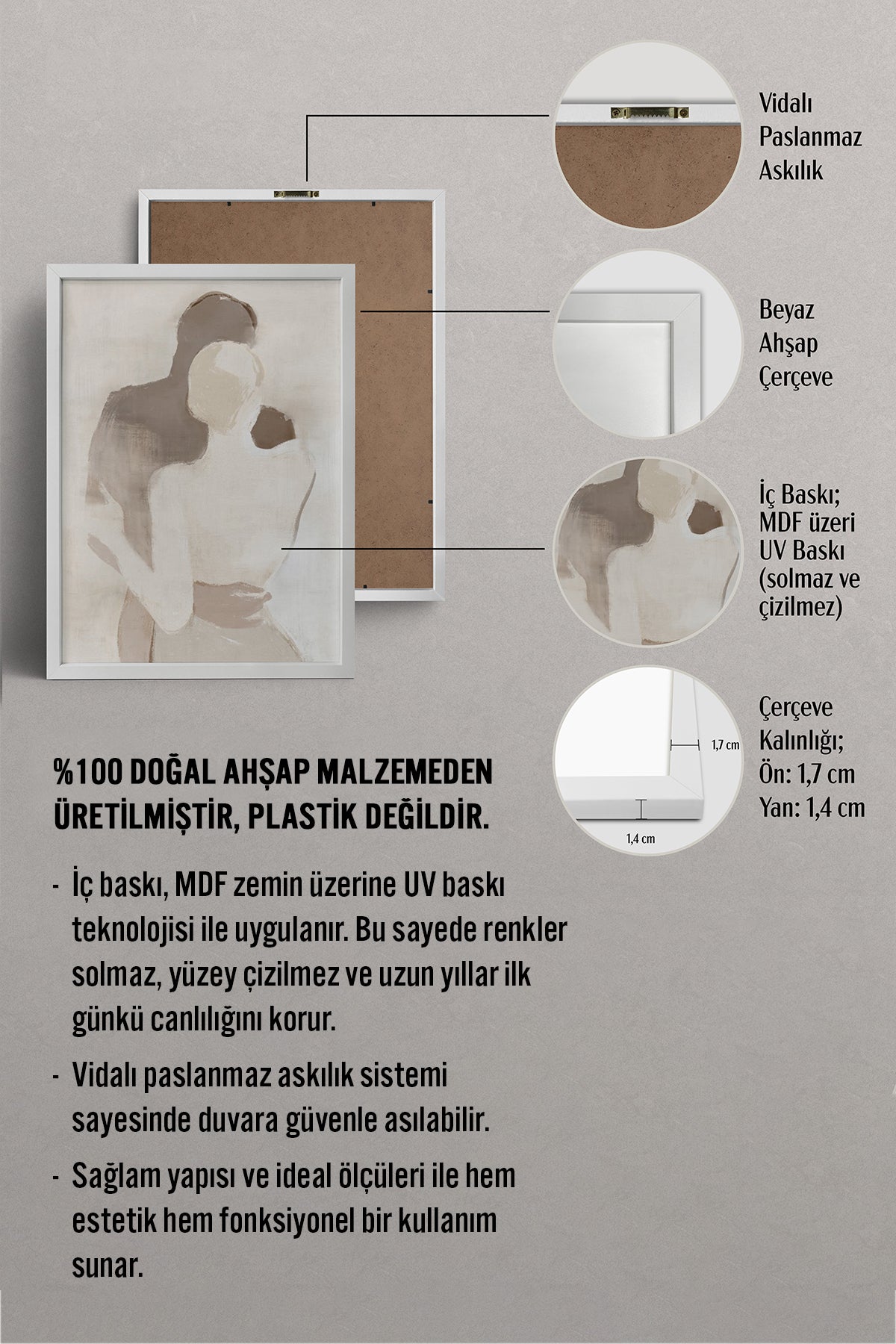 HOMEPACK Ahşap Çerçeveli Tablo Çerçeveli Poster Sanatsal Modern Duvar Dekoru BEK-8254