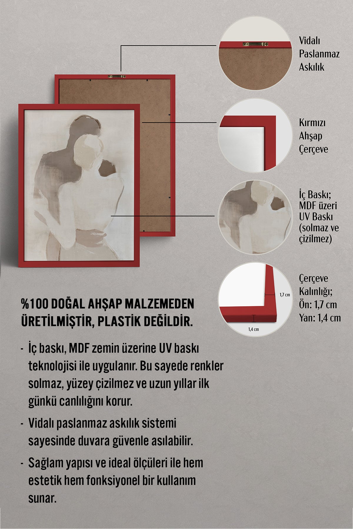 HOMEPACK Ahşap Çerçeveli Tablo Çerçeveli Poster Sanatsal Modern Duvar Dekoru BEK-8254