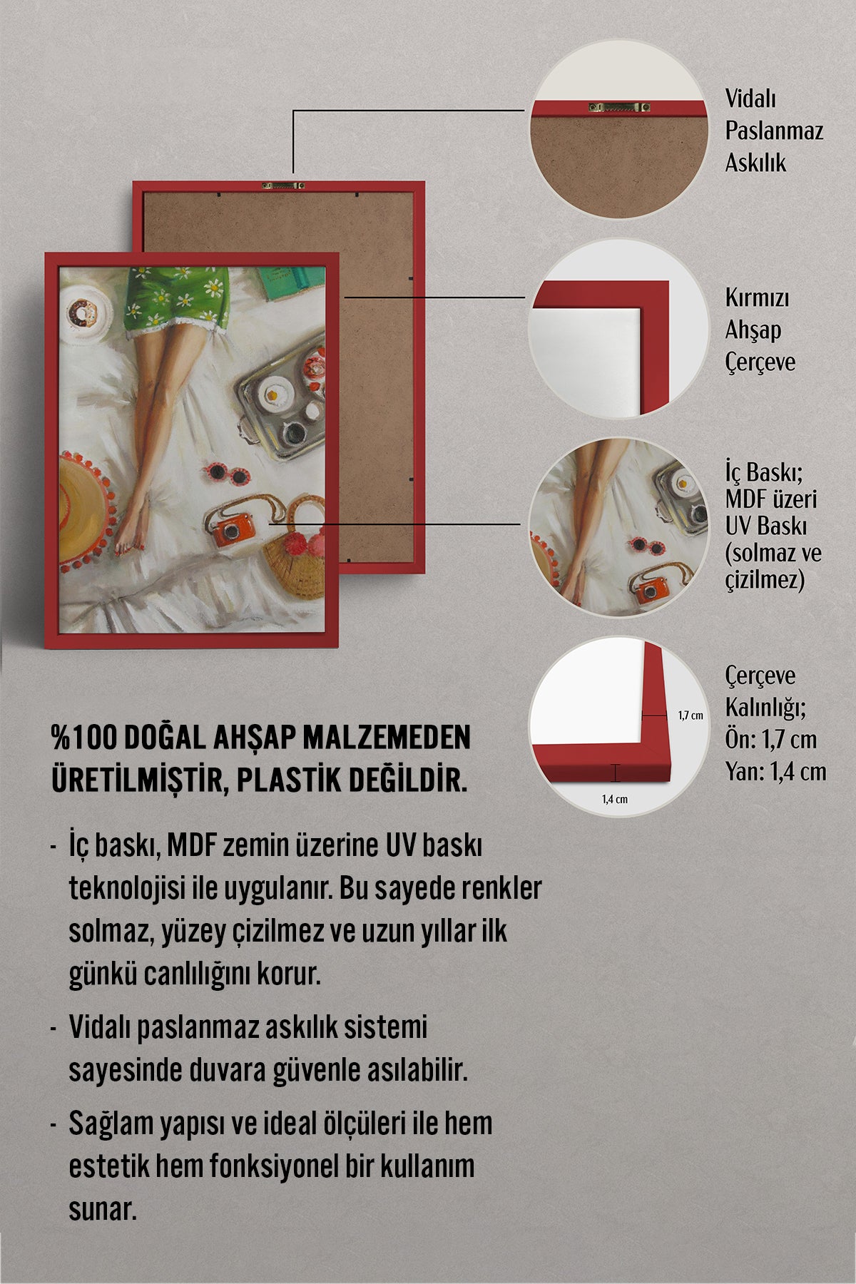 HOMEPACK Ahşap Çerçeveli Tablo Çerçeveli Poster Sanatsal Modern Duvar Dekoru BEK-8255