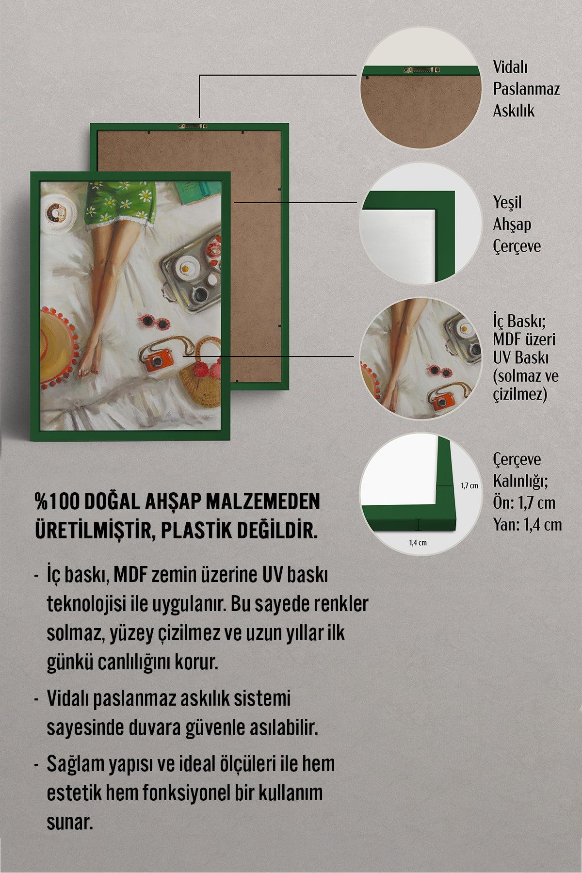 HOMEPACK Ahşap Çerçeveli Tablo Çerçeveli Poster Sanatsal Modern Duvar Dekoru BEK-8255