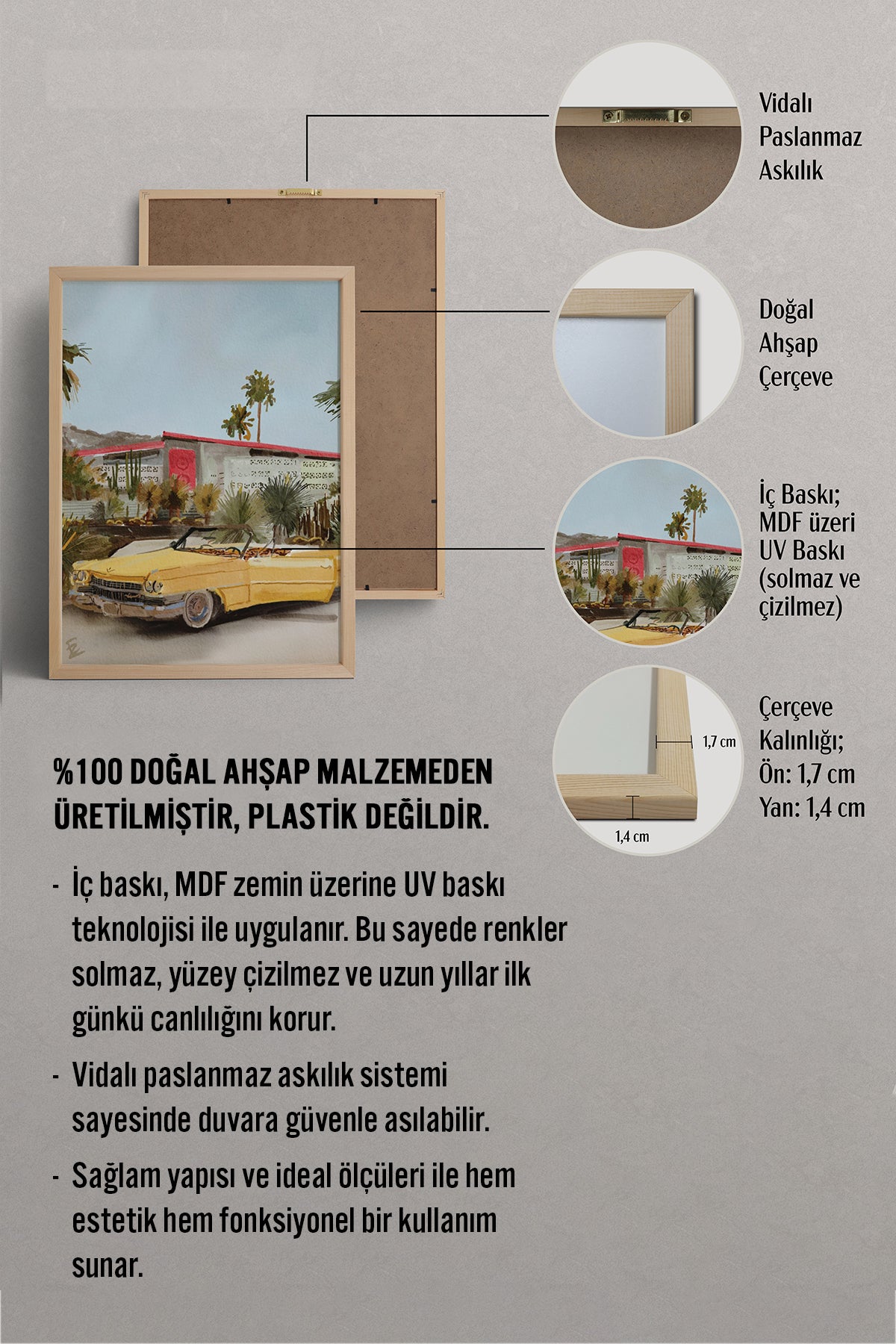 HOMEPACK Ahşap Çerçeveli Tablo Çerçeveli Poster Sanatsal Modern Duvar Dekoru BEK-8256