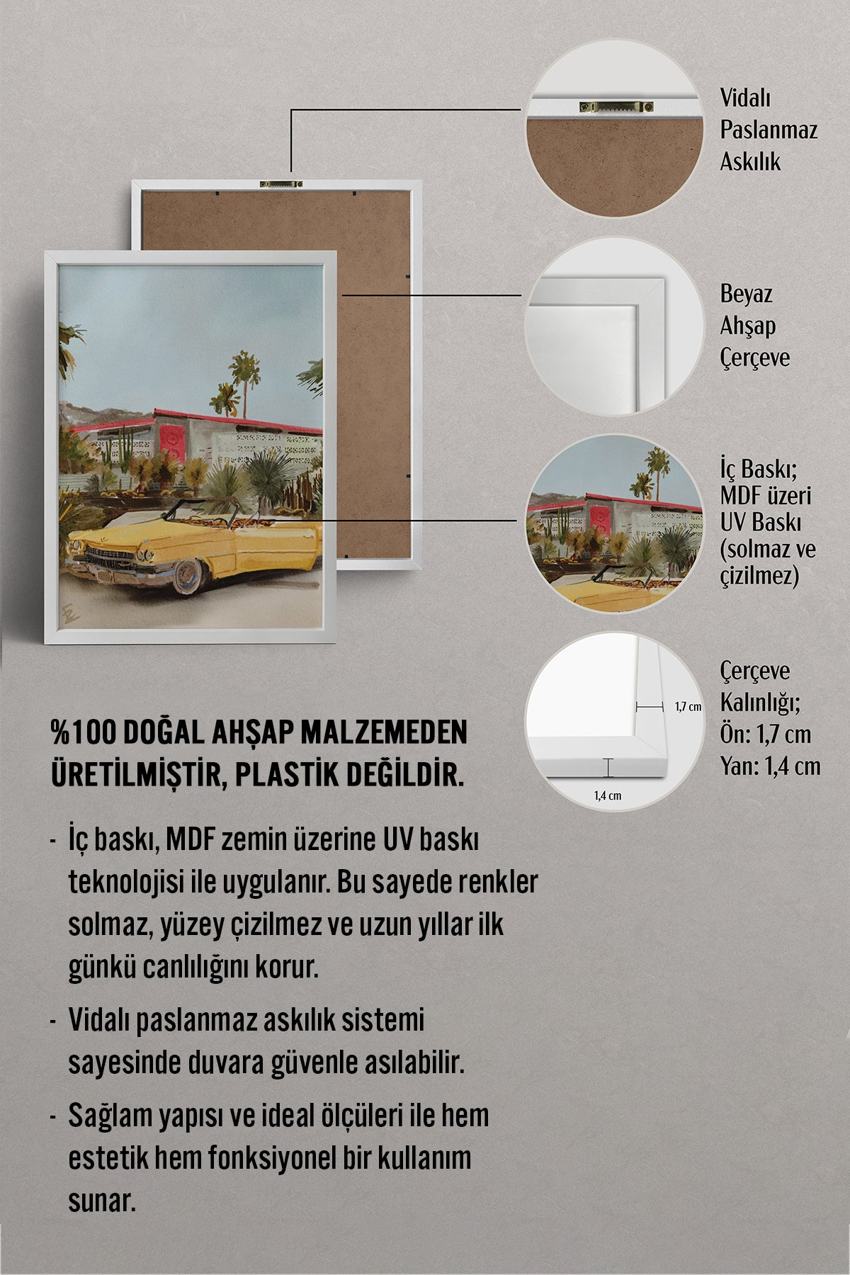 HOMEPACK Ahşap Çerçeveli Tablo Çerçeveli Poster Sanatsal Modern Duvar Dekoru BEK-8256