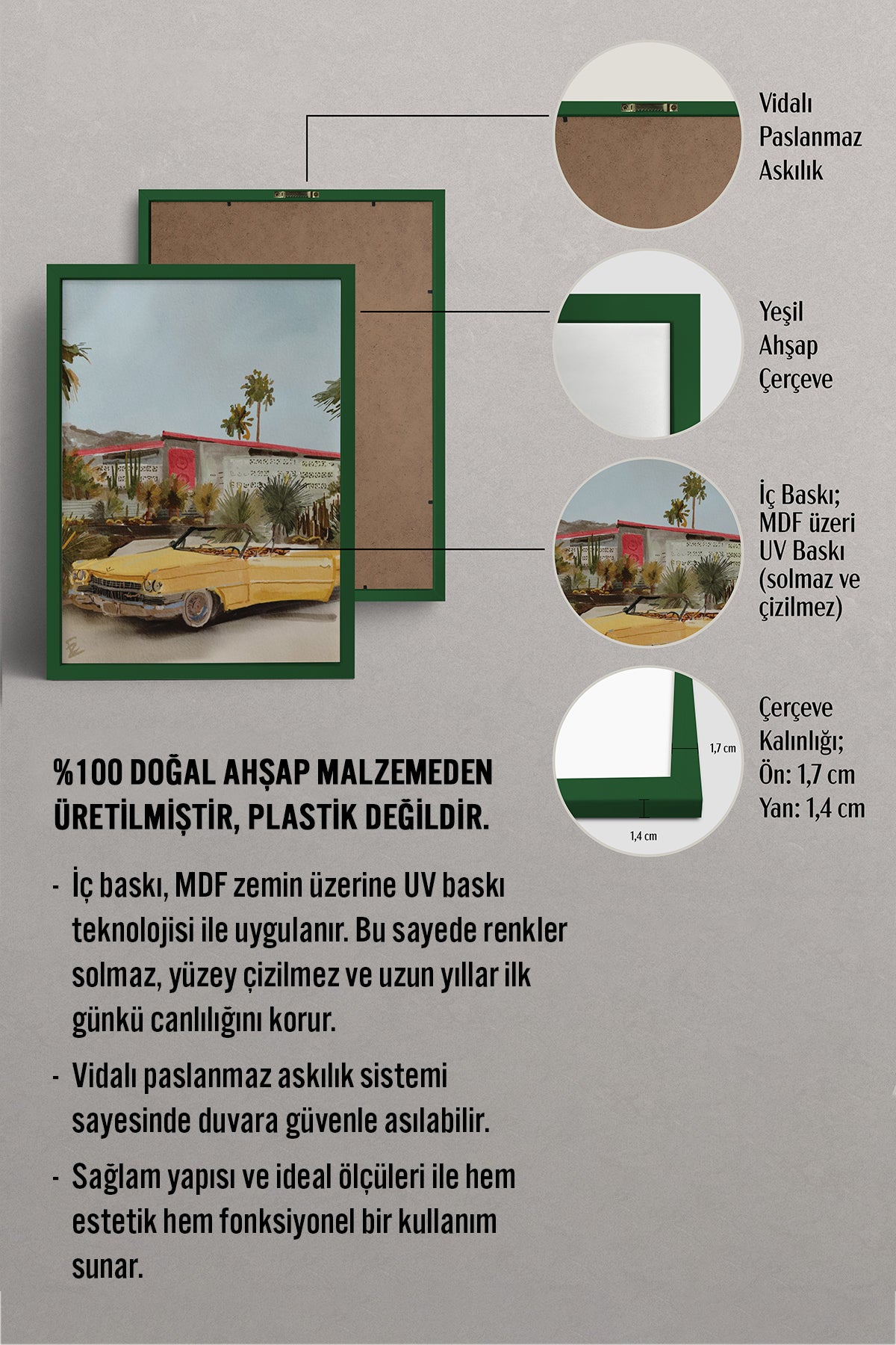 HOMEPACK Ahşap Çerçeveli Tablo Çerçeveli Poster Sanatsal Modern Duvar Dekoru BEK-8256